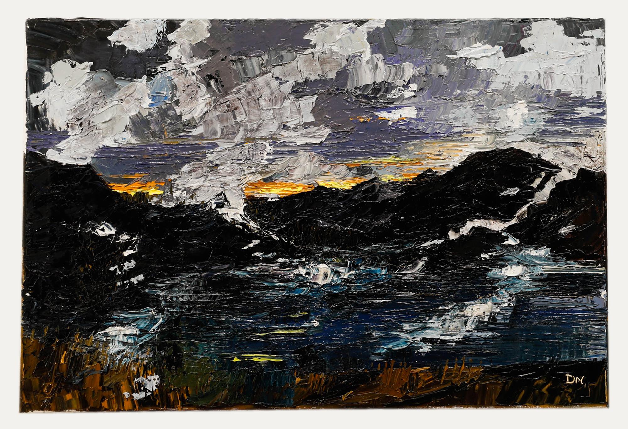 Daniel Nichols - Olio contemporaneo, Nuvole sopra Snowdonia in vendita 1