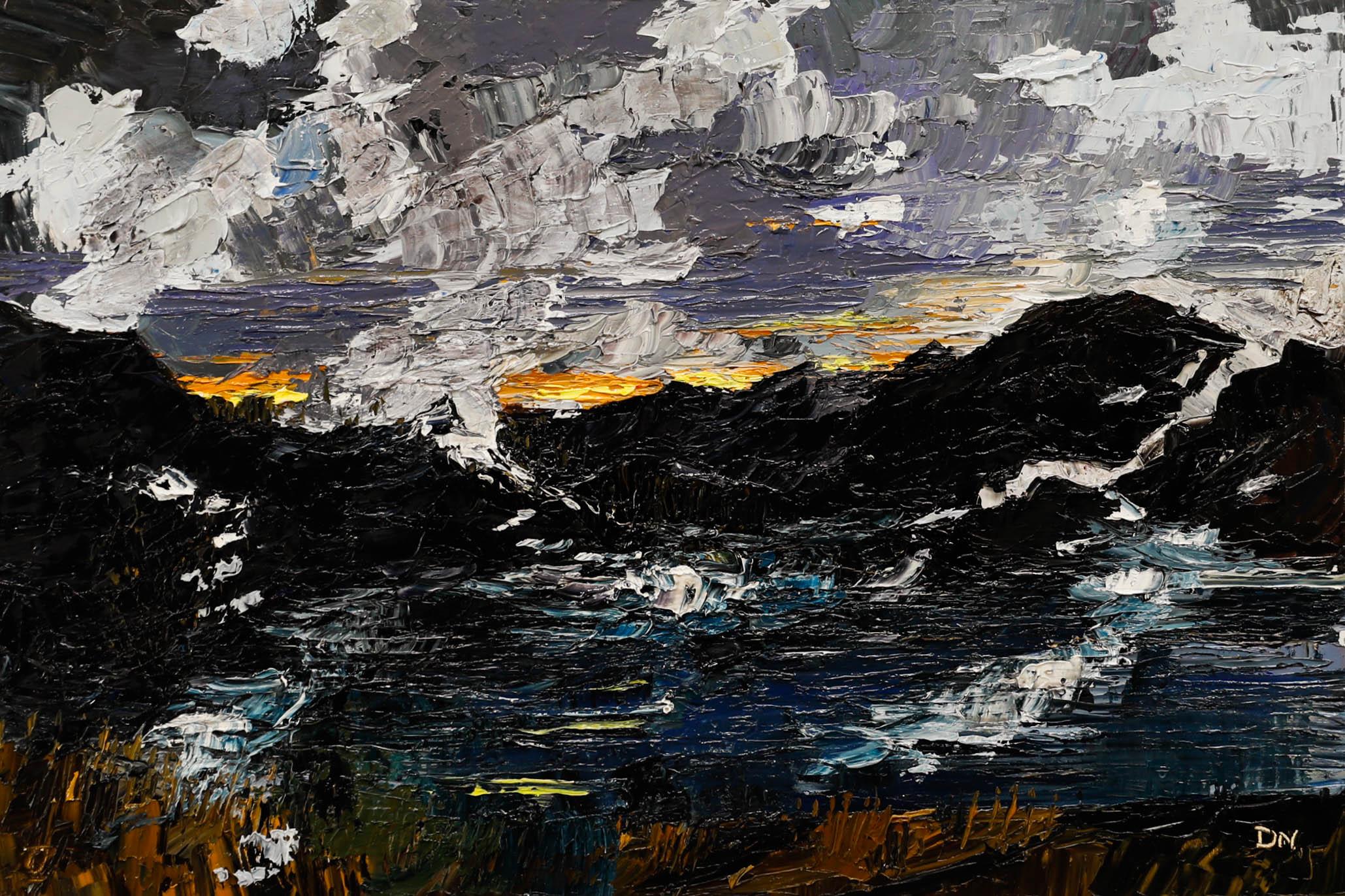 Un paesaggio originale a impasto dell'artista contemporaneo Daniel Nichols. Firmato con iniziali in basso a sinistra. Su tela su barelle.