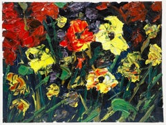 Daniel Nichols - Huile contemporaine, Fleurs dans un champ