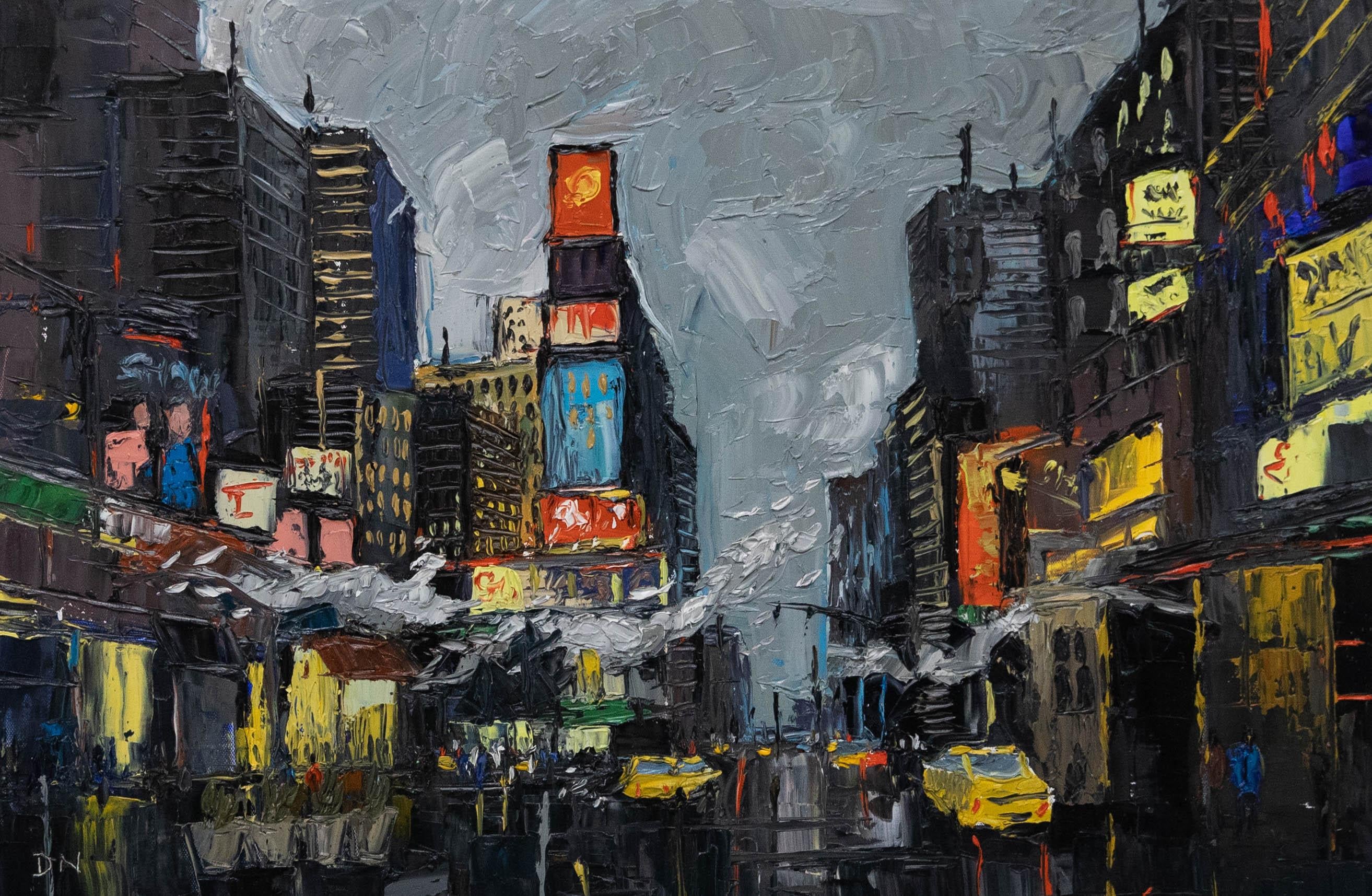 Un'opera a impasto elettrico dell'artista contemporaneo Daniel Nichols. Siglata in basso a sinistra. Su tela su barelle.