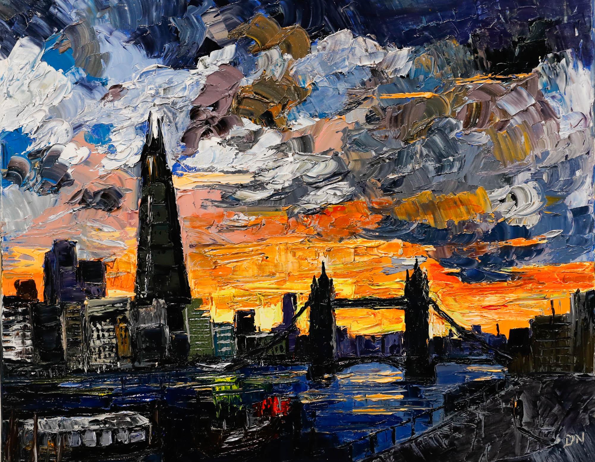Un paesaggio originale a impasto dell'artista contemporaneo Daniel Nichols. Firmato con iniziali in basso a sinistra. Su tela su barelle.