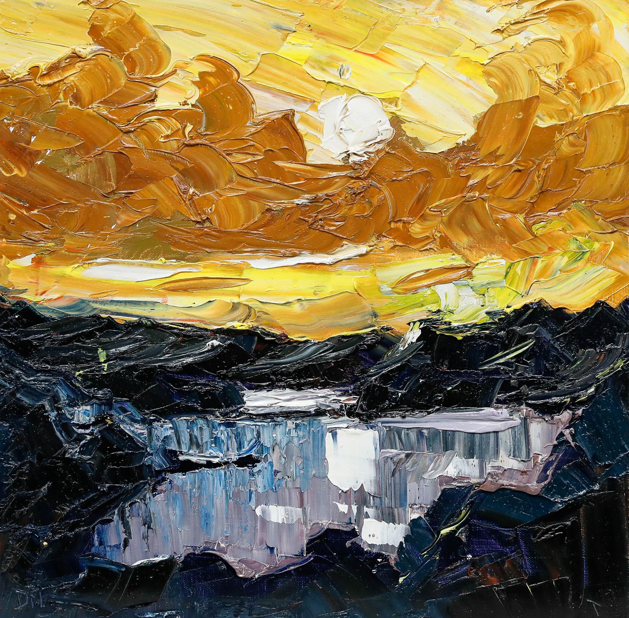 Daniel Nichols - Zeitgenössisches Öl, Untergehende Sonne im Angebot 1