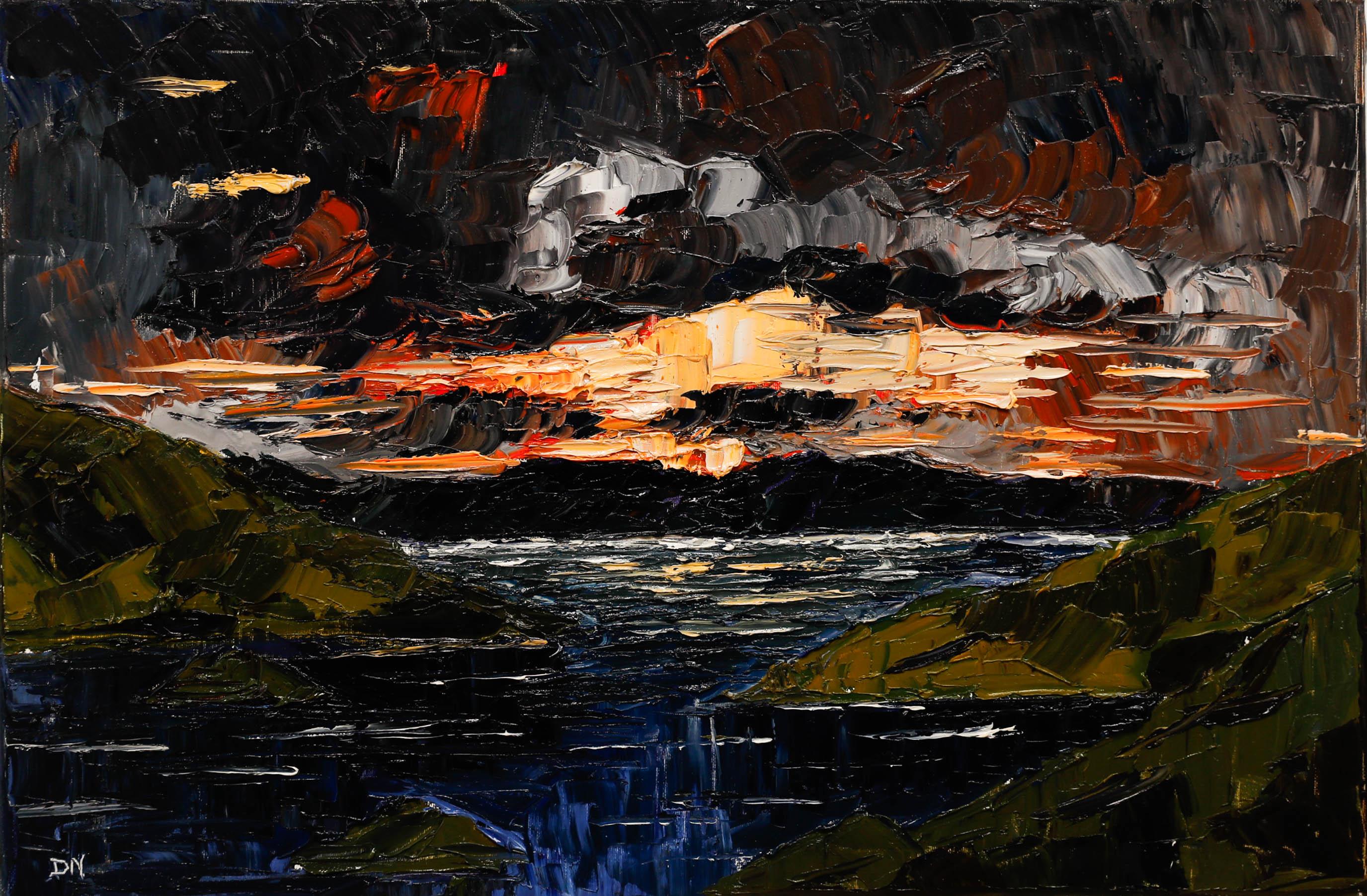 Daniel Nichols - Zeitgenössisches Öl, Himmel über Shetland