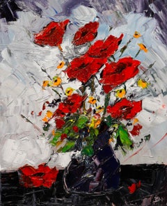 Daniel Nichols - Contemporary Oil, Still Life of Poppies
