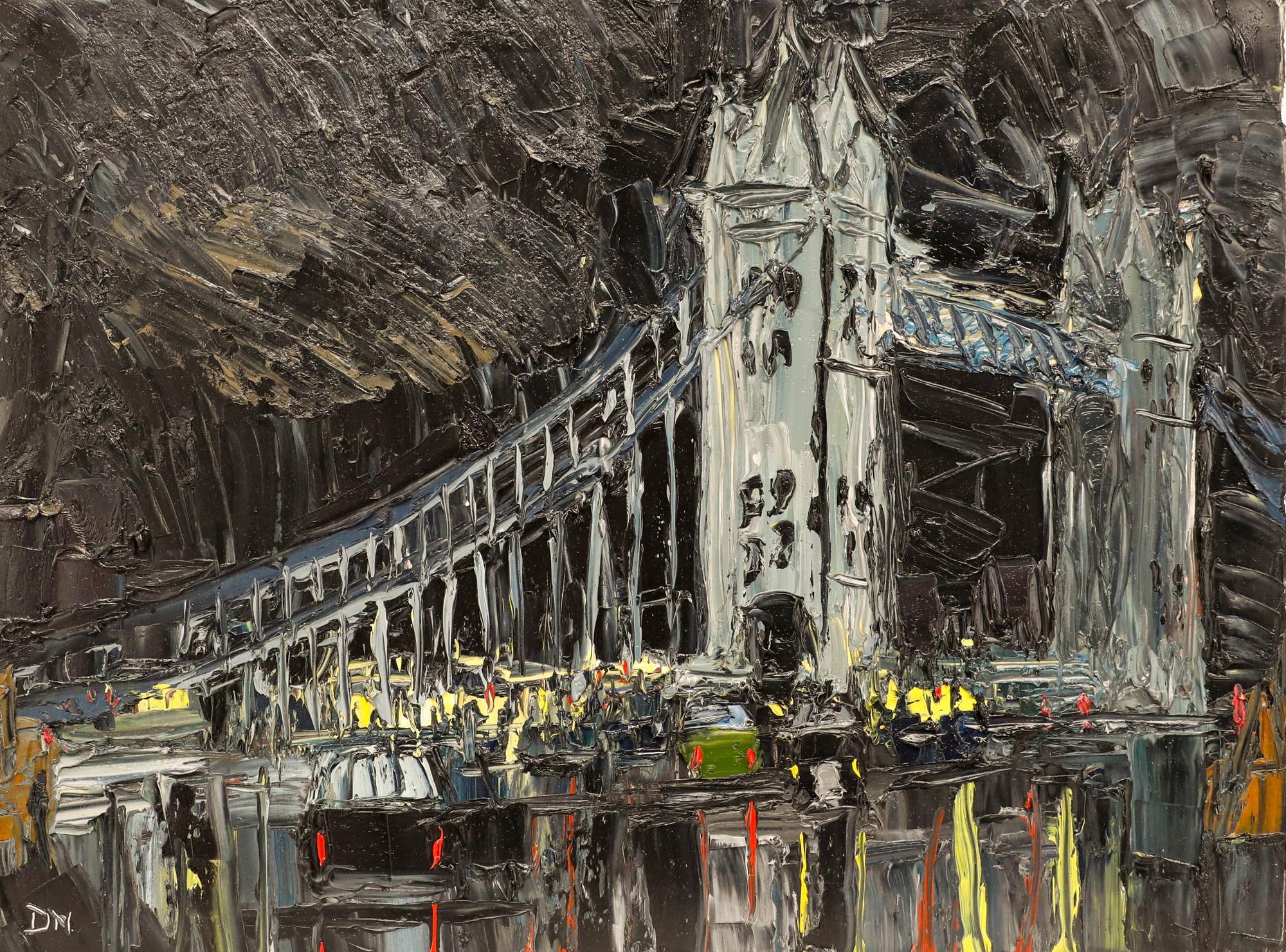 Daniel Nichols - Contemporary Oil, Tower Bridge at Night For Sale 1