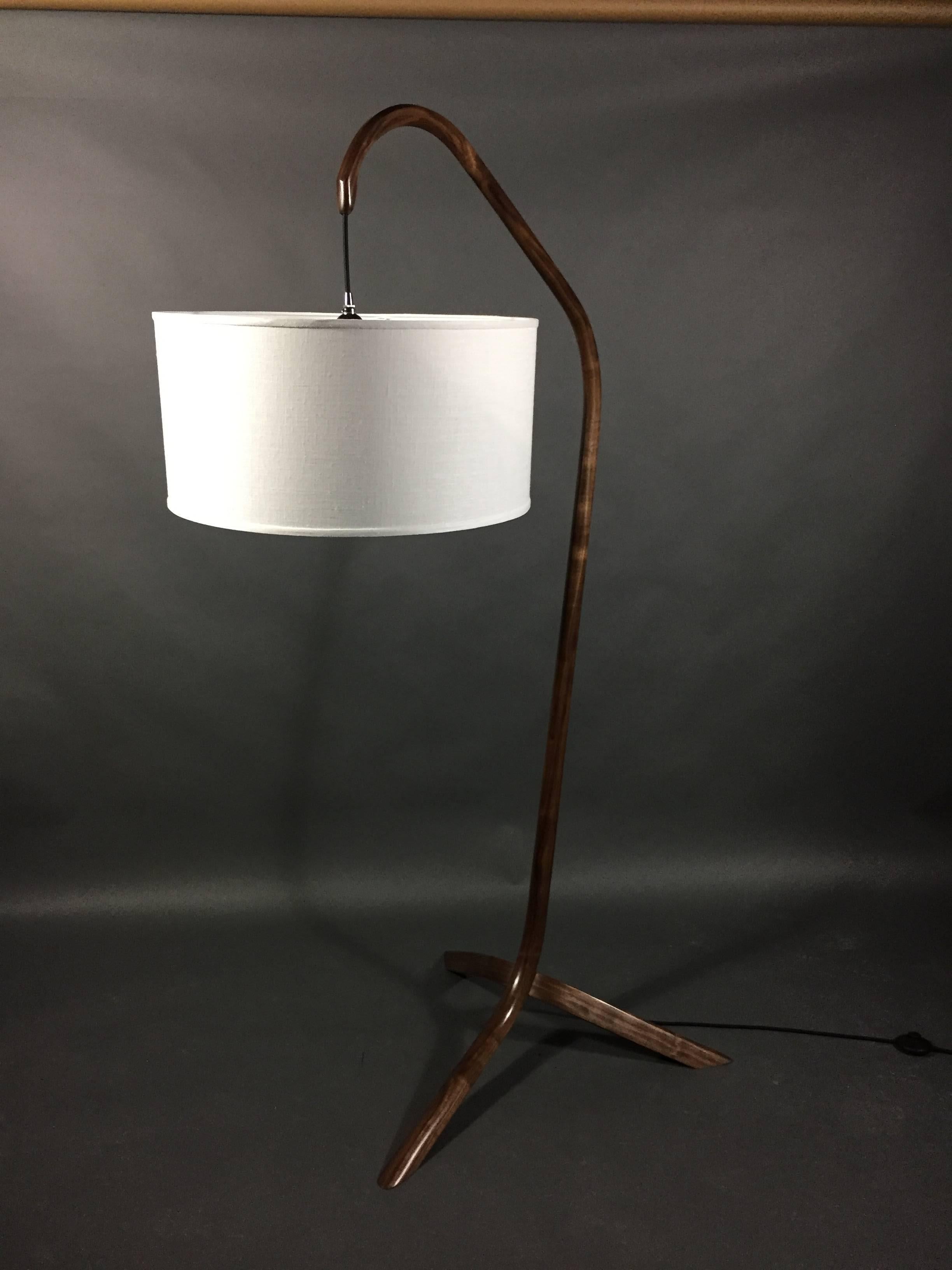 Contemporary Daniel Oates Steambent Floor Lamp in Walnut, 21st Century, USA For Sale