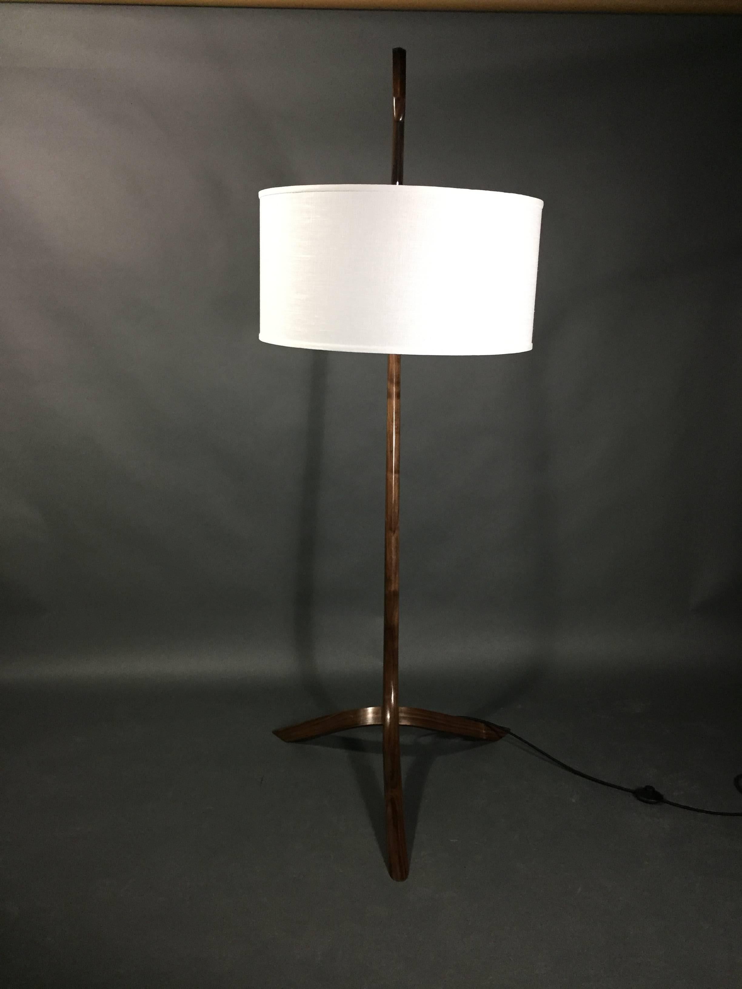 Daniel Oates Steambent Floor Lamp in Walnut, 21st Century, USA For Sale 3