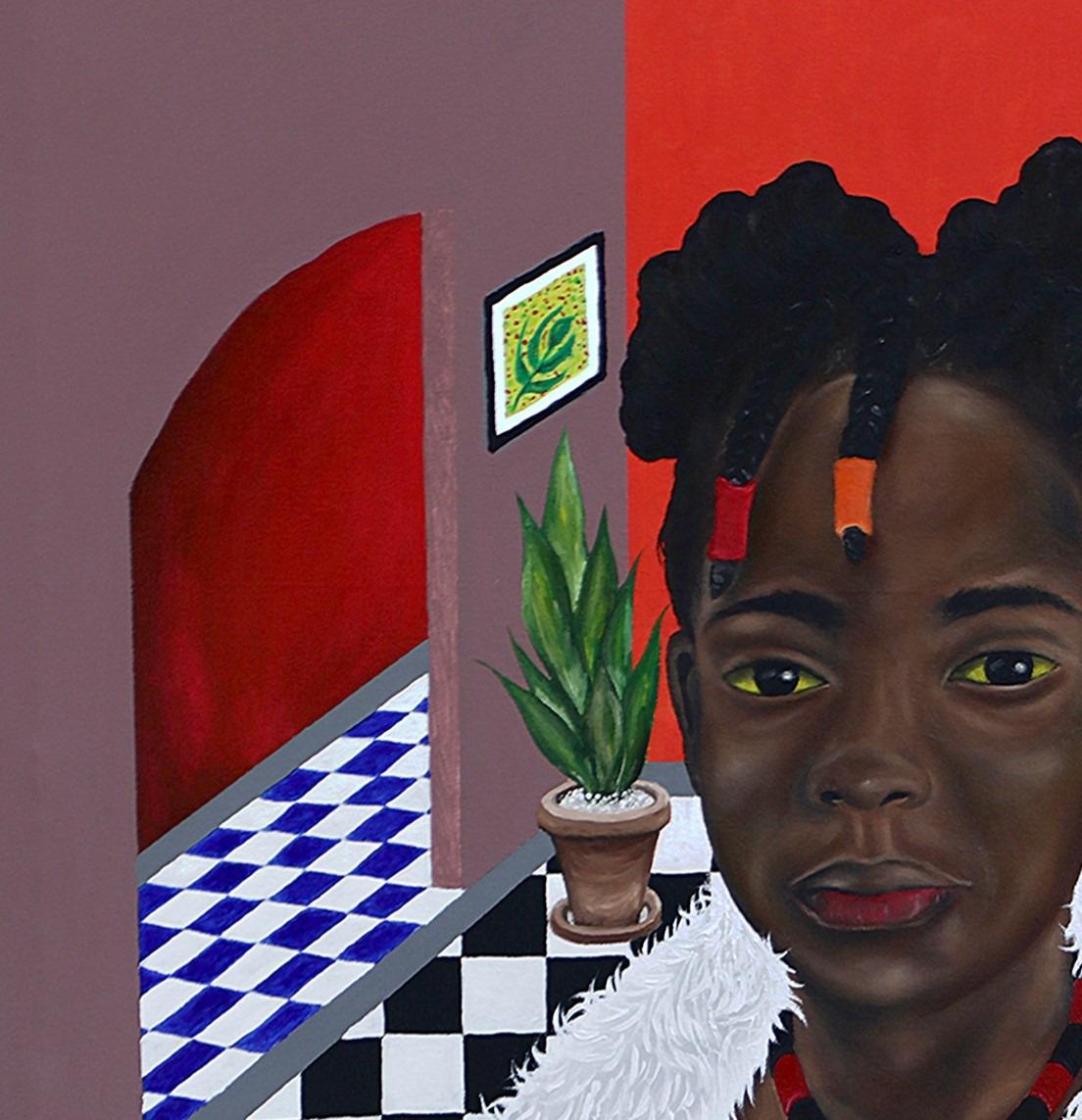 La fille en vert - Surréalisme Mixed Media Art par Daniel Oguche Junior