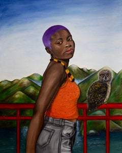 Dama con el pelo morado - Siglo XXI, Contemporáneo, Figurativo, Retrato, Mujer