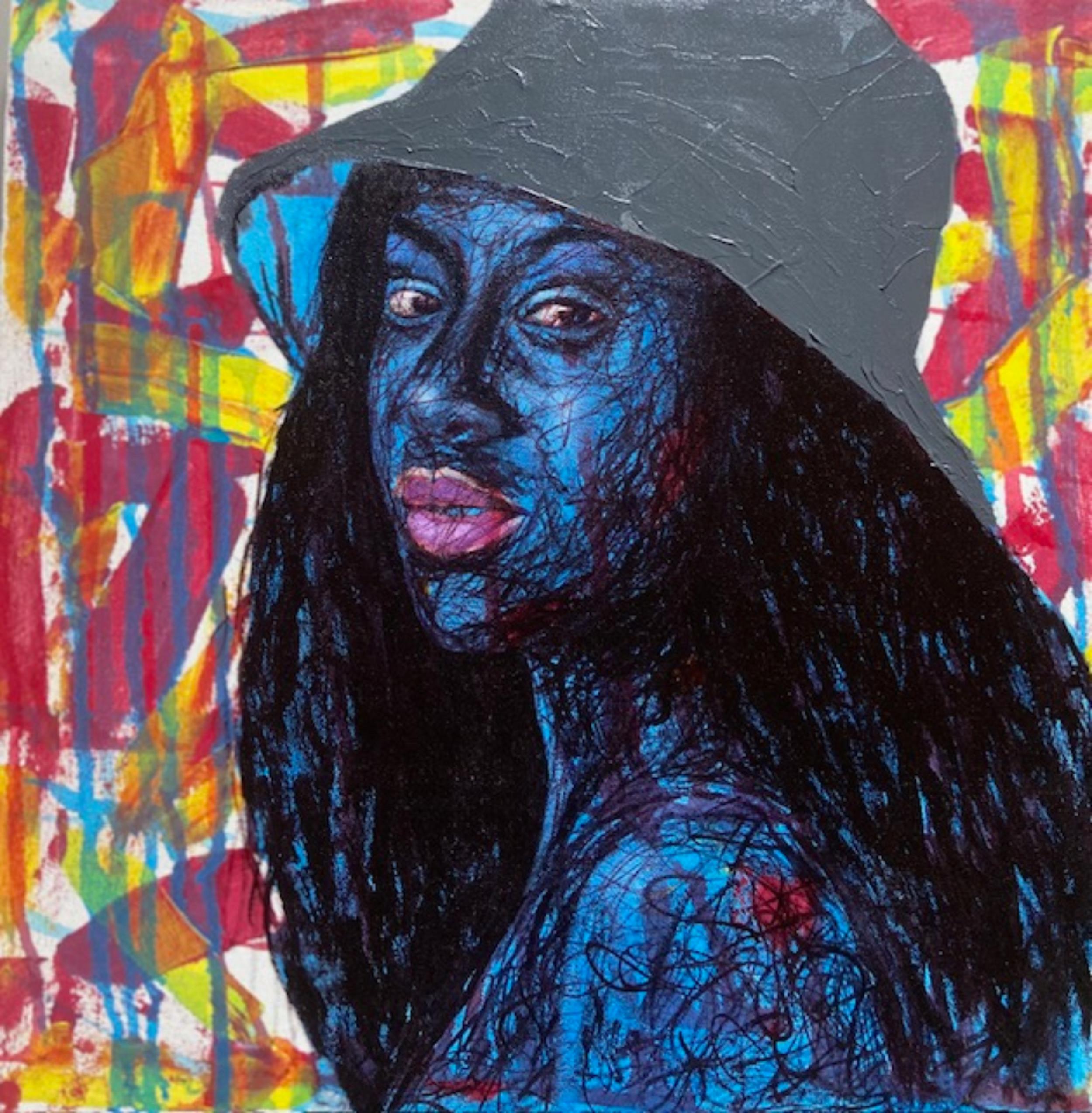 Blaues Testament 2 -21. Jahrhundert, Zeitgenössisch, Figuratives Portrait, Modernes Afrika
