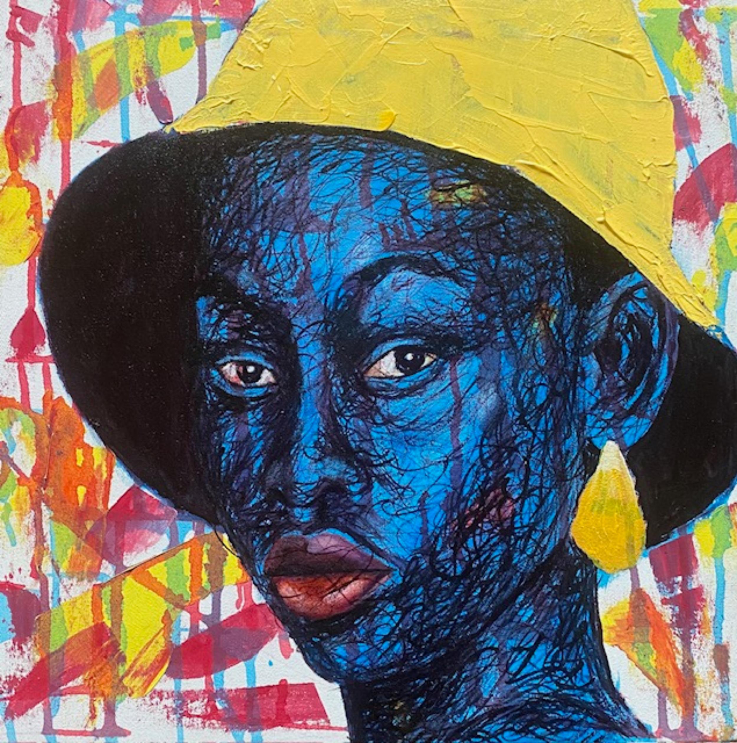 Blaues Testament 6 -21. Jahrhundert, Zeitgenössisch, Figuratives Portrait, Modernes Afrika