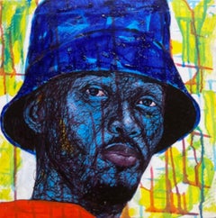 Blue Testament 9 -21st Century, Contemporary, Figurative Portrait, Modern Africa