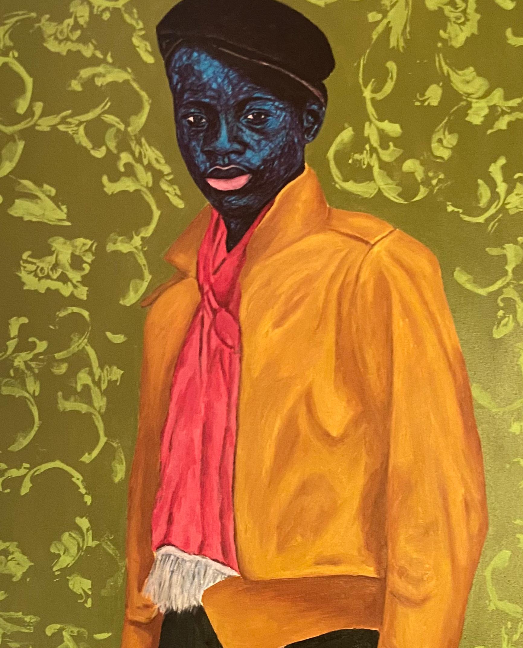 Boy London -21st Century, Contemporary, Figurative Portrait, Modern Fashion, Men - Brown Portrait Painting by Daniel Owoeye