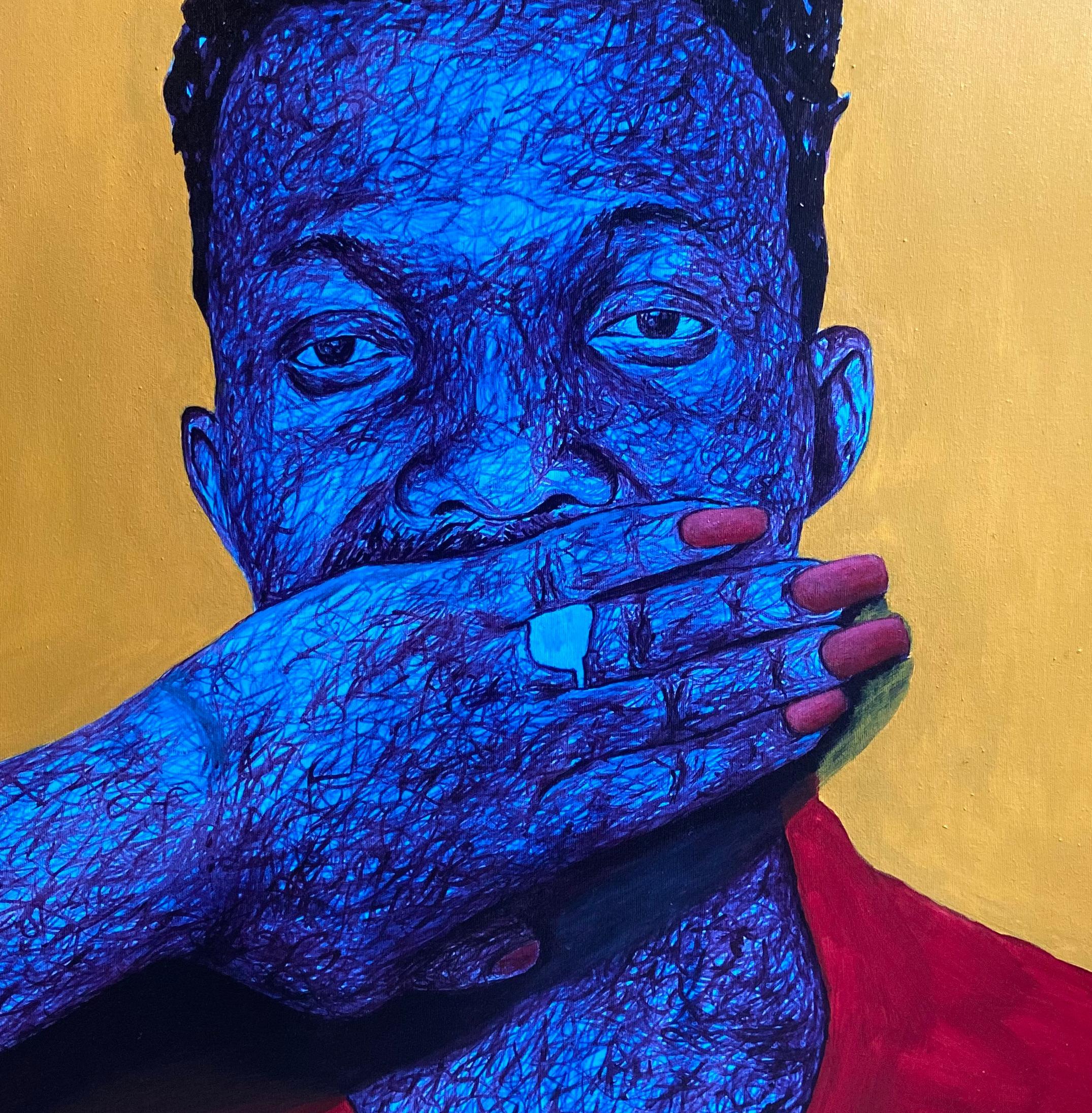 Confidant 1 -21e siècle, Contemporain, Portrait figuratif, Femmes, Amour moderne - Marron Portrait Painting par Daniel Owoeye