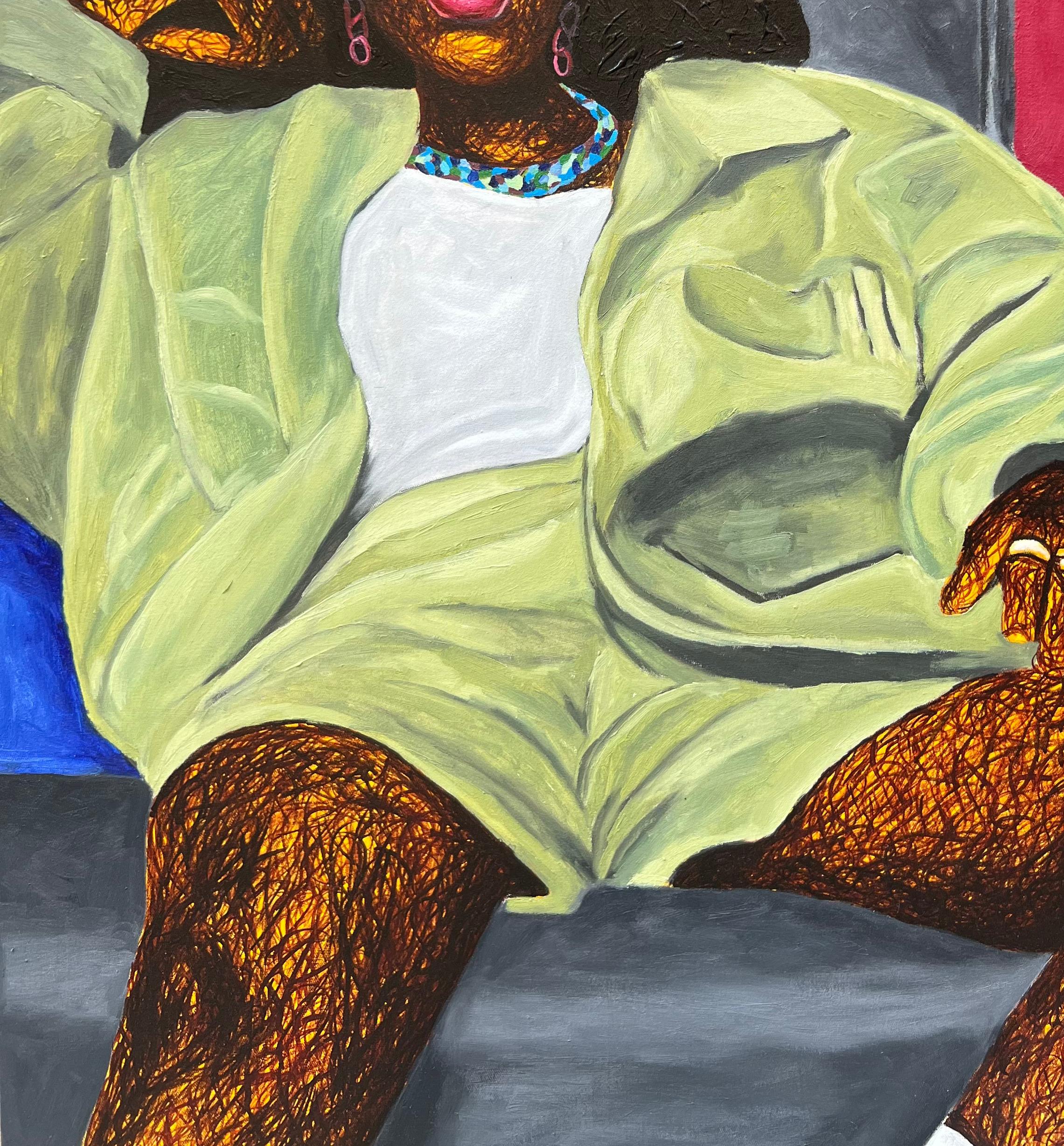 Crusader 1 - Pink Portrait Painting by Daniel Owoeye