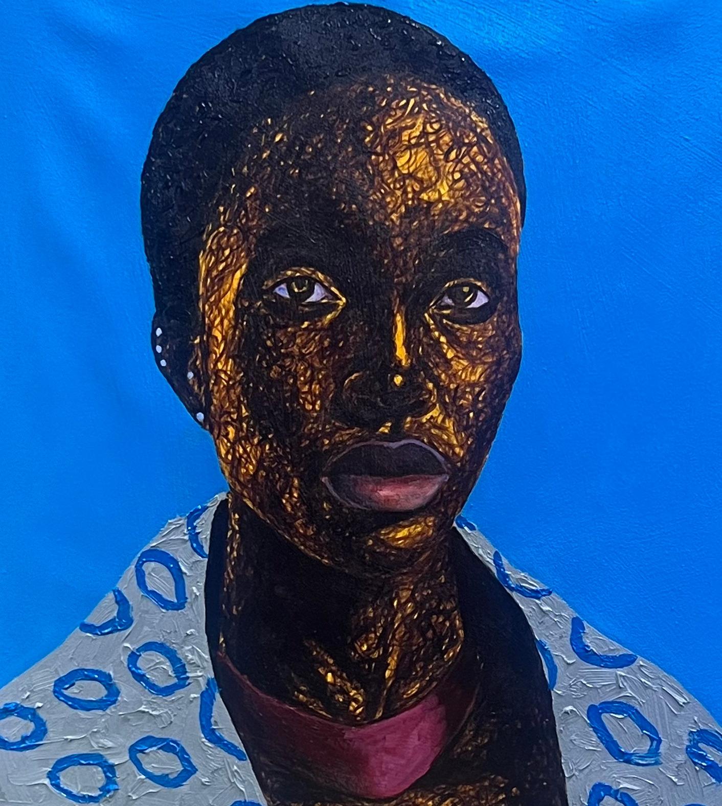 Moremi -21° secolo, Contemporaneo, Figurativo, Storico, Donna africana, Acrilico in vendita 1