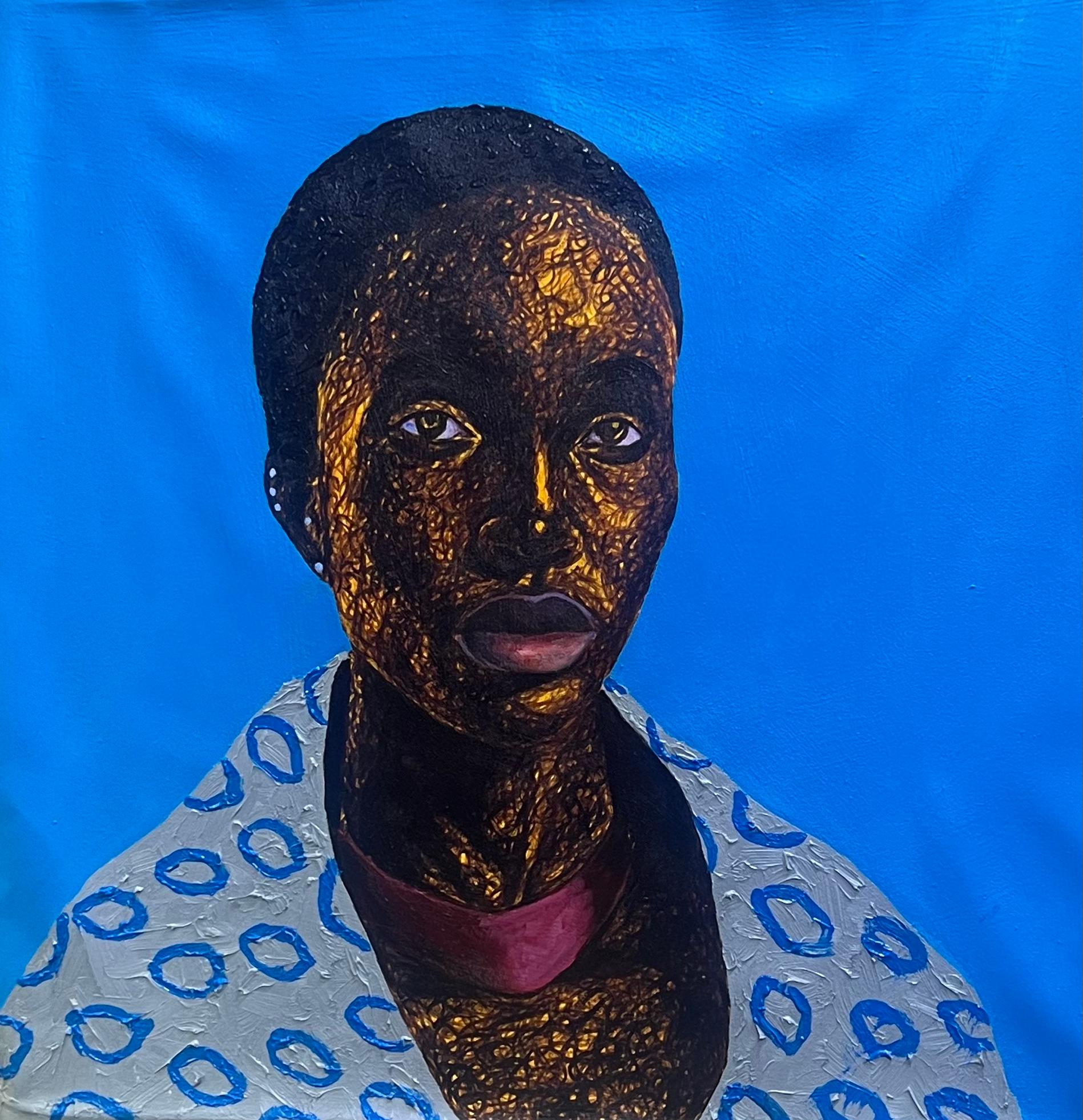 Portrait Painting di Daniel Owoeye - Moremi -21° secolo, Contemporaneo, Figurativo, Storico, Donna africana, Acrilico