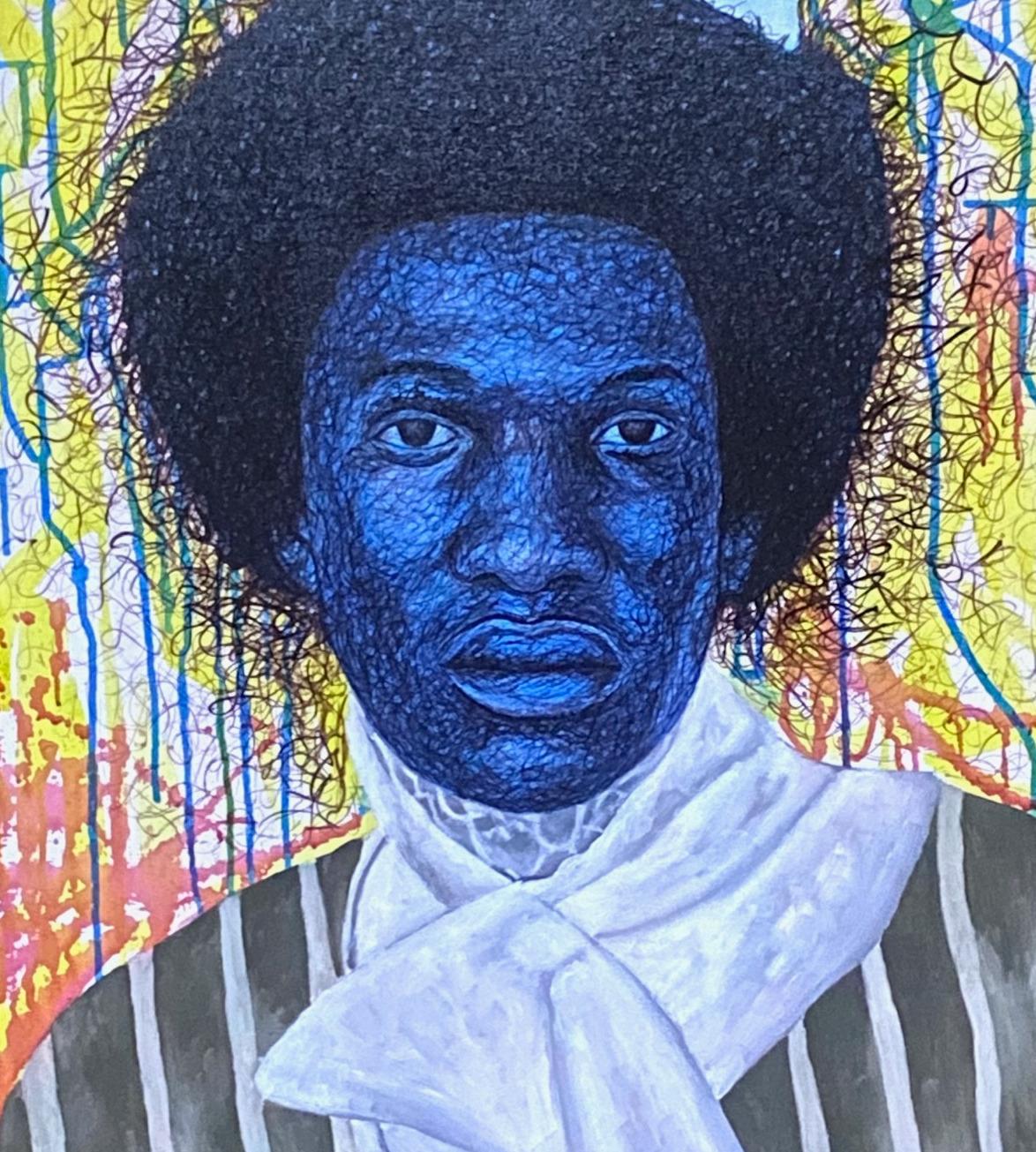 My Steeze - 21e siècle, contemporain, portrait figuratif, moderne, hommes, Afrique - Gris Portrait Painting par Daniel Owoeye