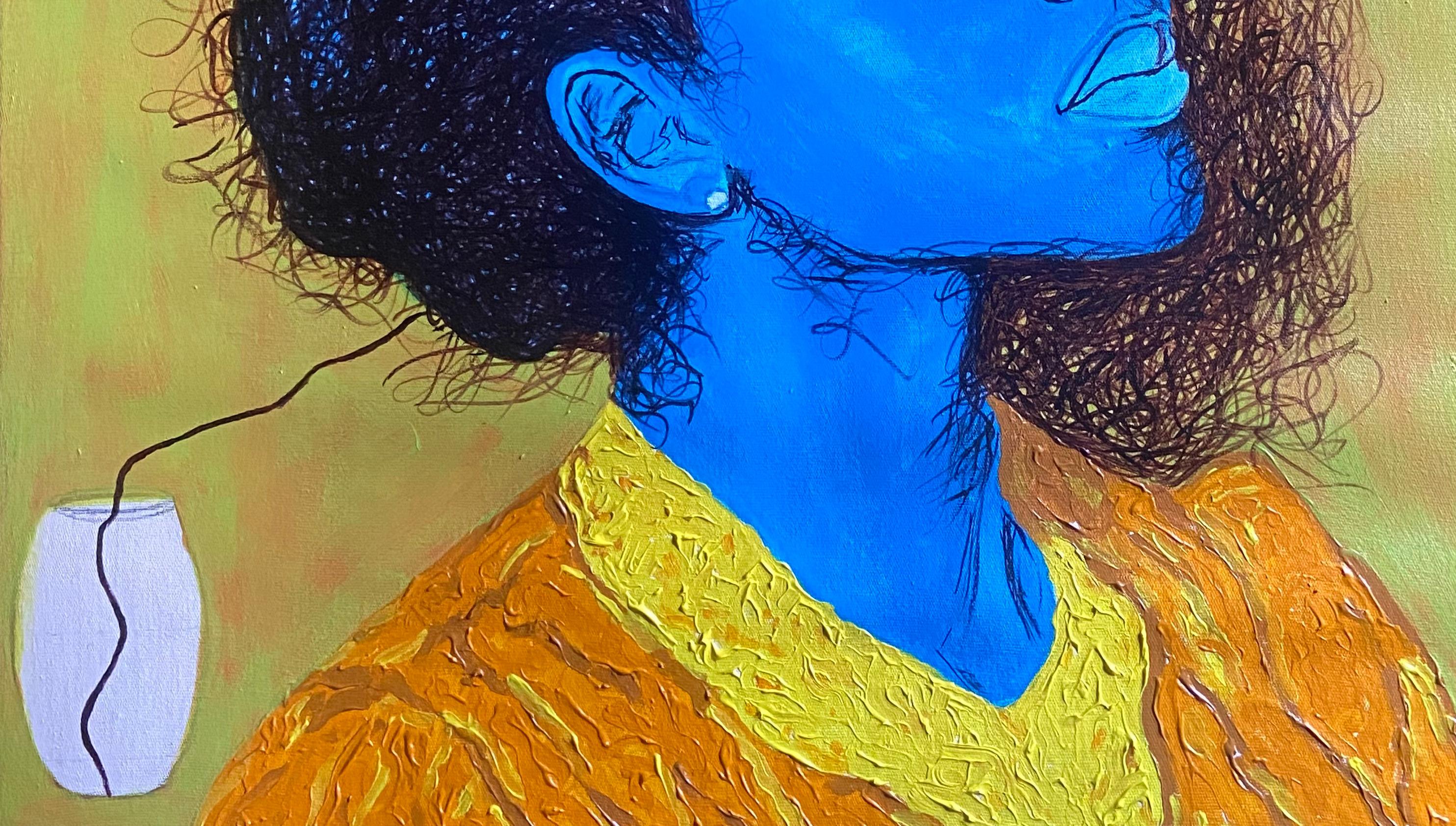 Quiet Vessel - 21. Jahrhundert, Zeitgenössisch, Figuratives Porträt, Modern, Afrika (Expressionismus), Painting, von Daniel Owoeye