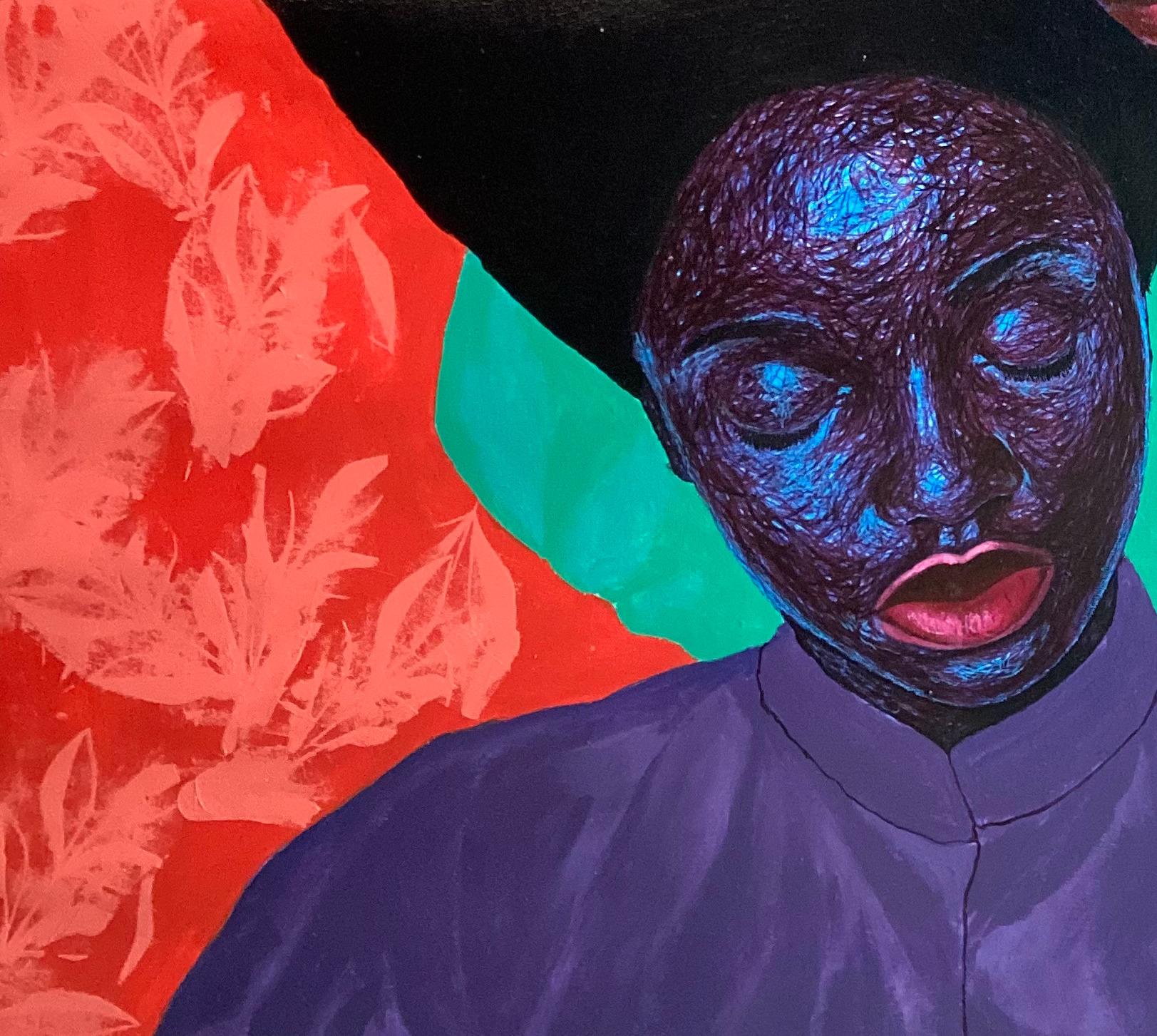 Sisterhood -21e siècle, Contemporary, Figurative Portrait, Women, Modern, Love - Bleu Portrait Painting par Daniel Owoeye