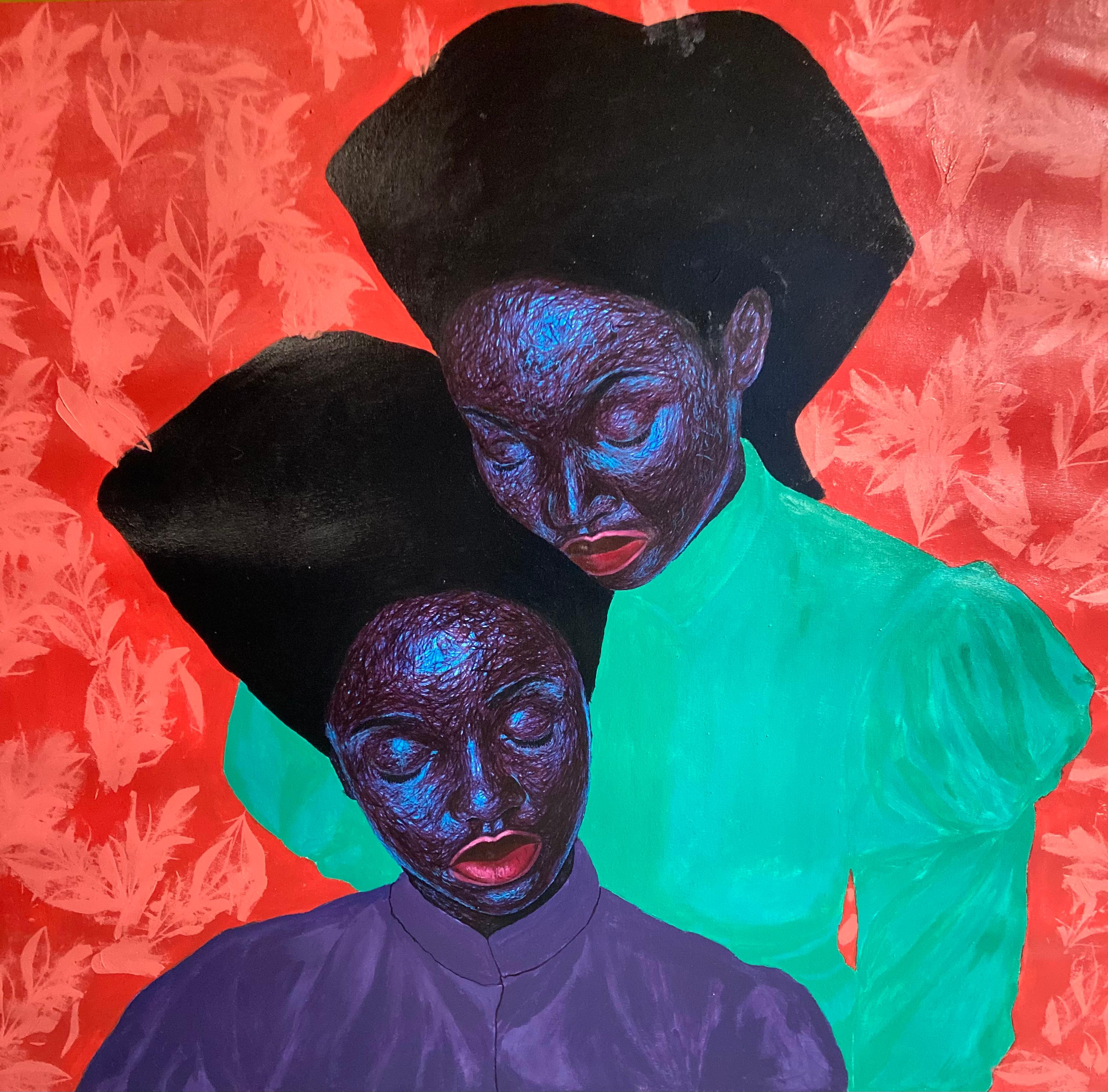Portrait Painting Daniel Owoeye - Sisterhood -21e siècle, Contemporary, Figurative Portrait, Women, Modern, Love