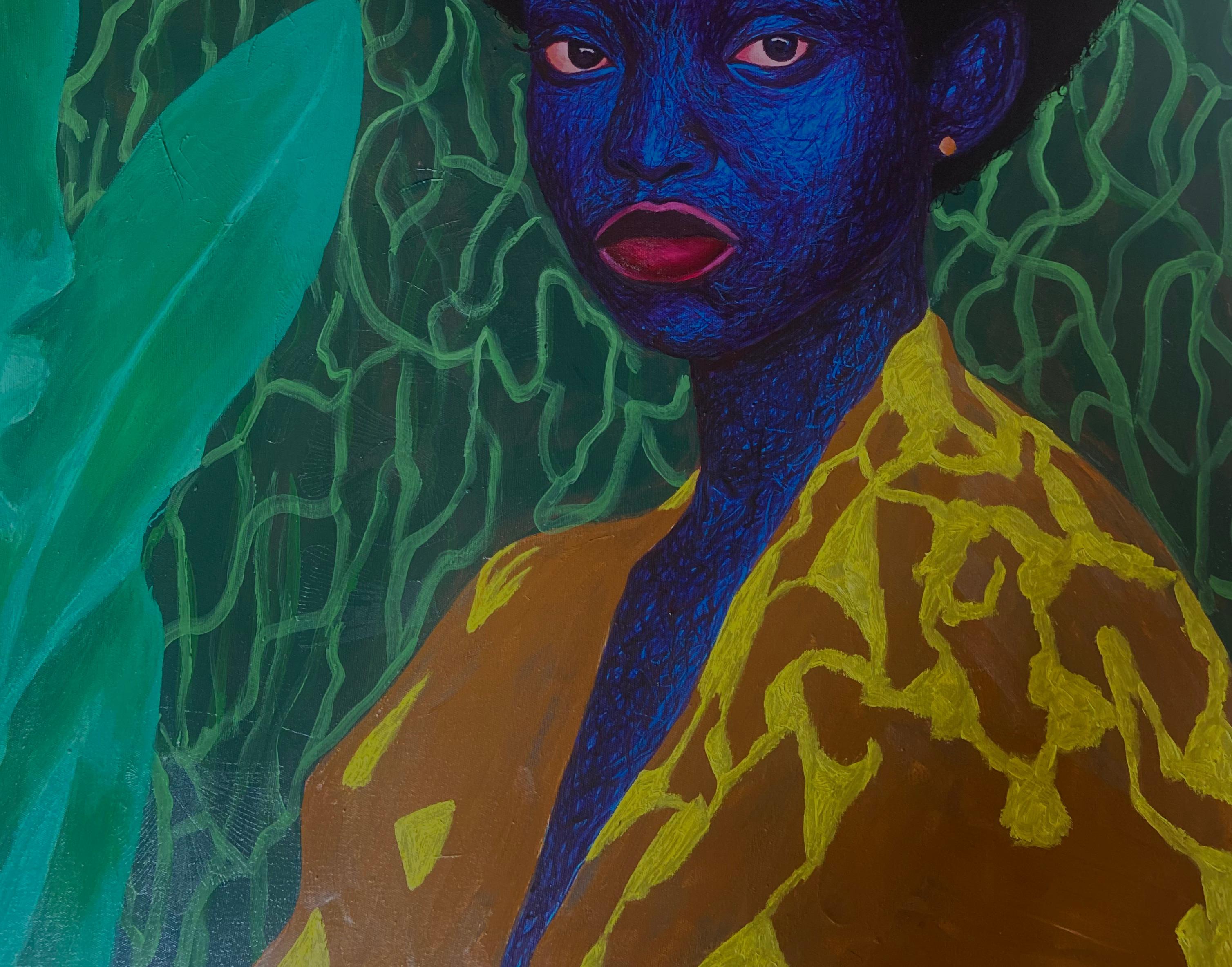 Solitude -21e siècle, Contemporain, Portrait figuratif, Femme, Moderne, Amour - Painting de Daniel Owoeye