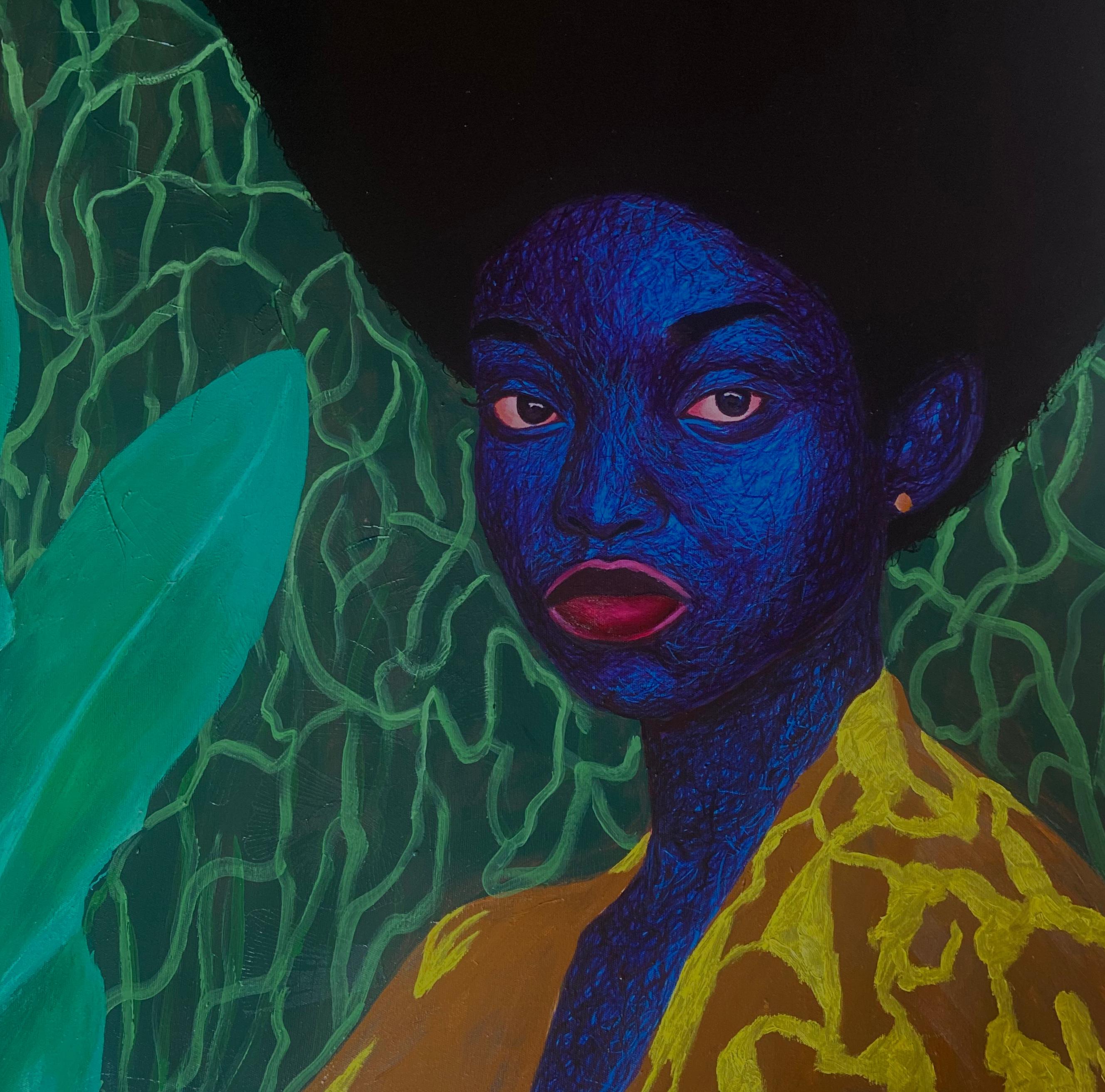 Solitude -21e siècle, Contemporain, Portrait figuratif, Femme, Moderne, Amour - Expressionniste Painting par Daniel Owoeye