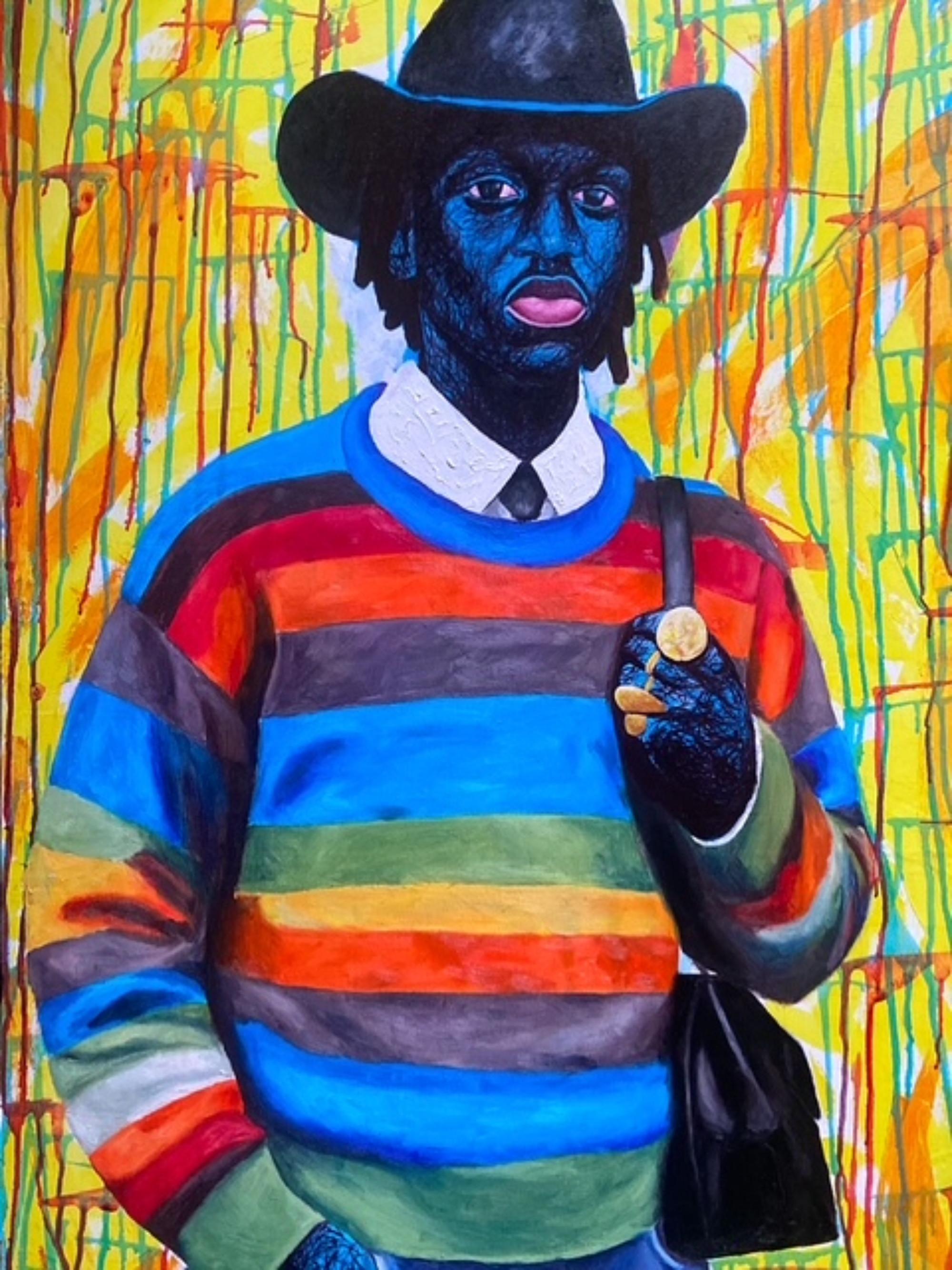 Daniel Owoeye Portrait Painting - The Collector - 21st Century, Contemporary, Figurative Portrait, Modern, Africa
