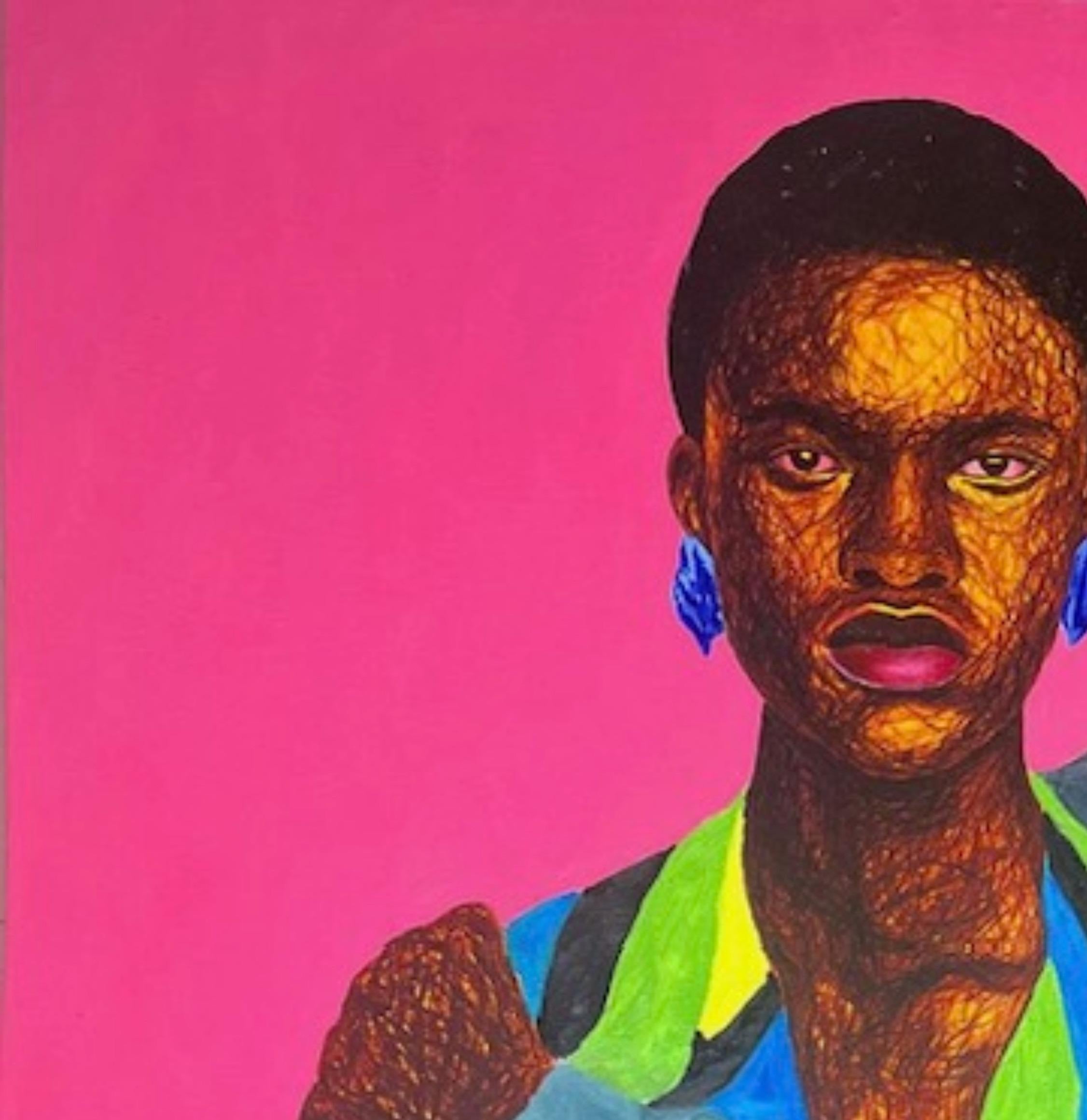 True Friend 1 - 21st Century, Contemporary, Figurative Portrait, Women Love Men - Painting by Daniel Owoeye