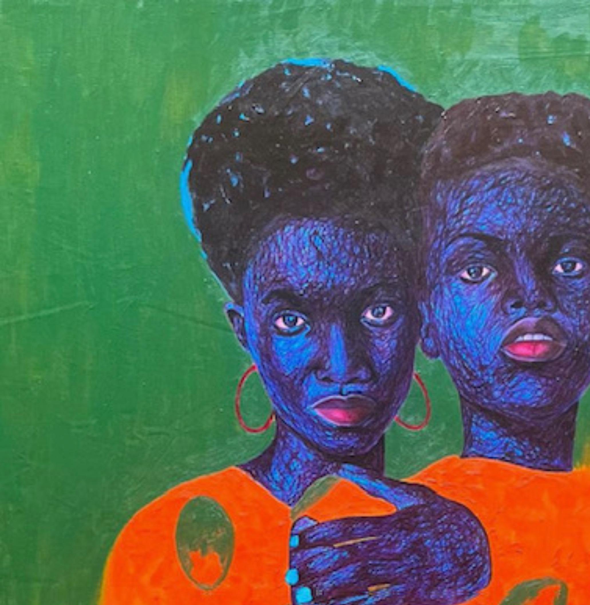 True Friend 2 - 21st Century, Contemporary, Figurative Portrait, Women Love Men - Painting by Daniel Owoeye