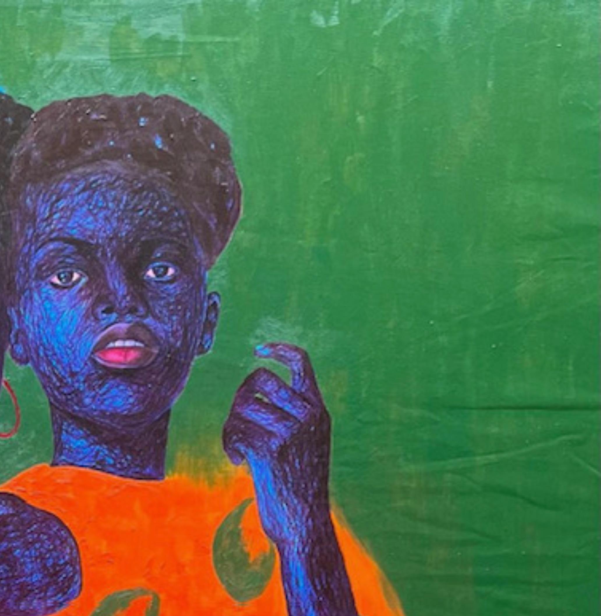 True Friend 2 - 21st Century, Contemporary, Figurative Portrait, Women Love Men - Expressionist Painting by Daniel Owoeye