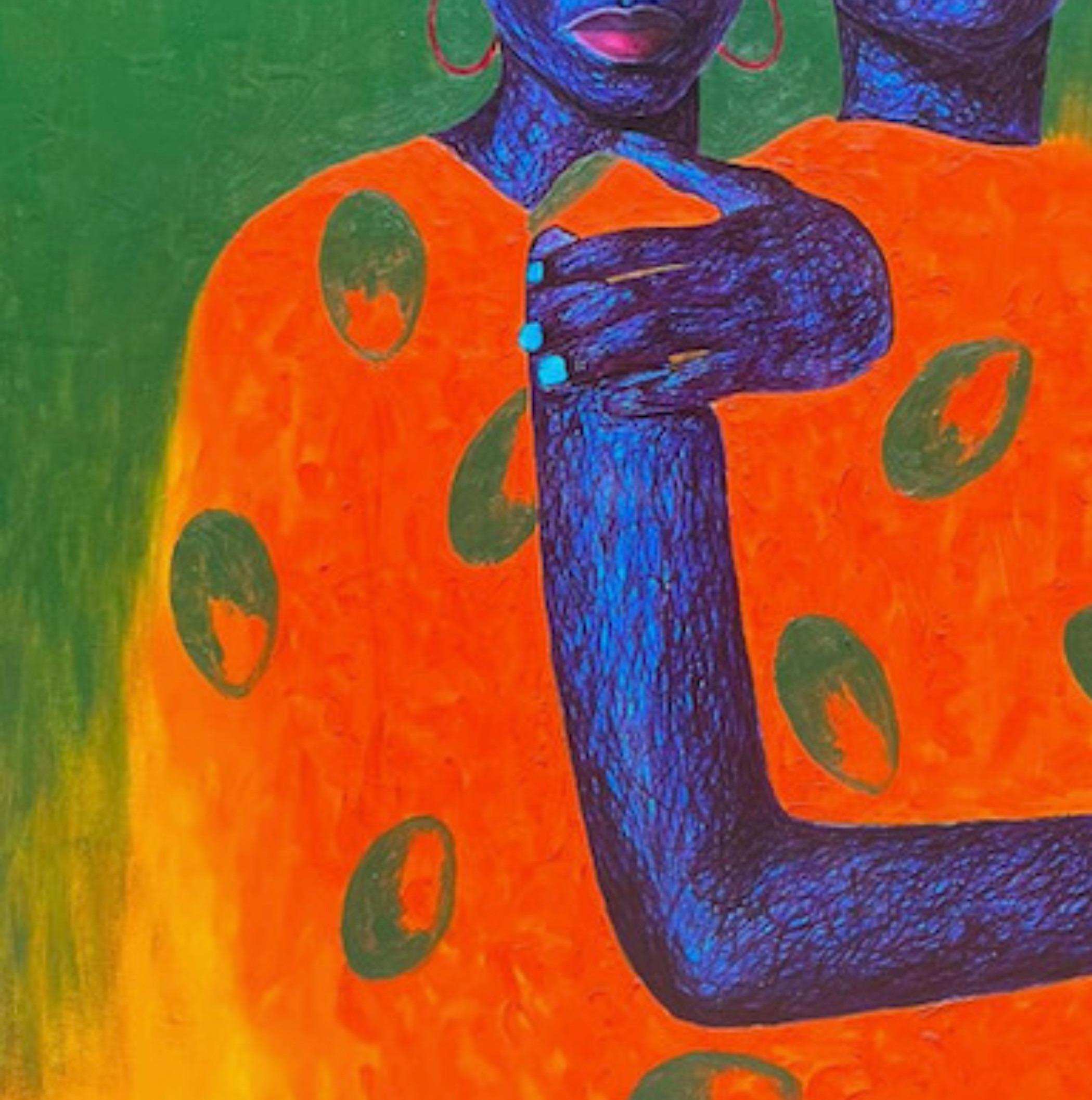 True Friend 2 - 21st Century, Contemporary, Figurative Portrait, Women Love Men - Gray Figurative Painting by Daniel Owoeye