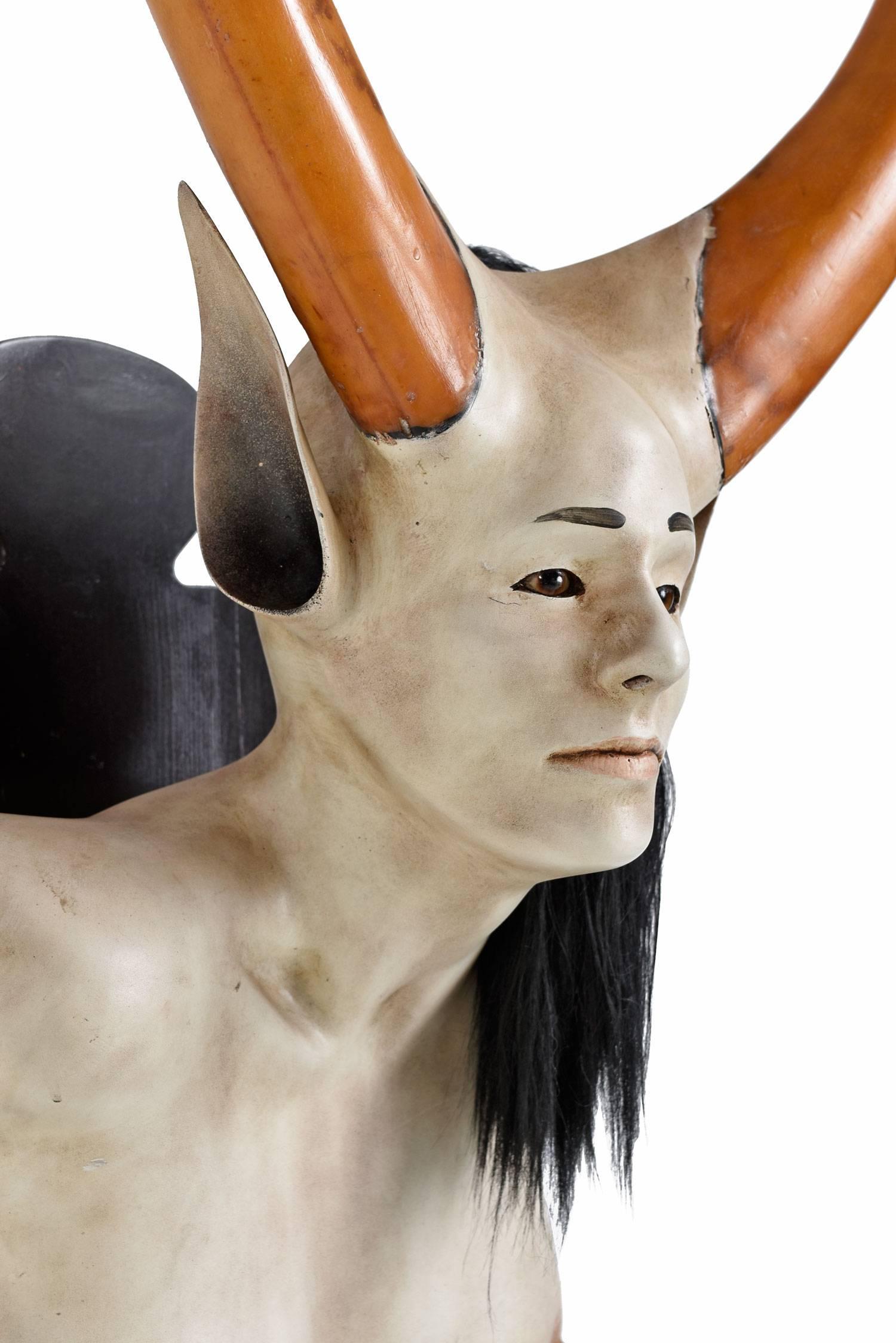 American Daniel Painter Original Wall-Mounted Fantasy Horned Female Bust Figure For Sale