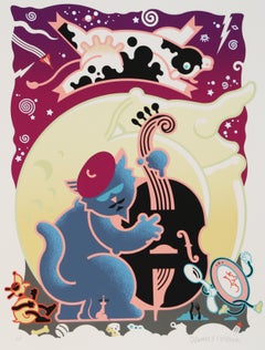 El gato y el violín, serigrafía pop art de Daniel Pelavin