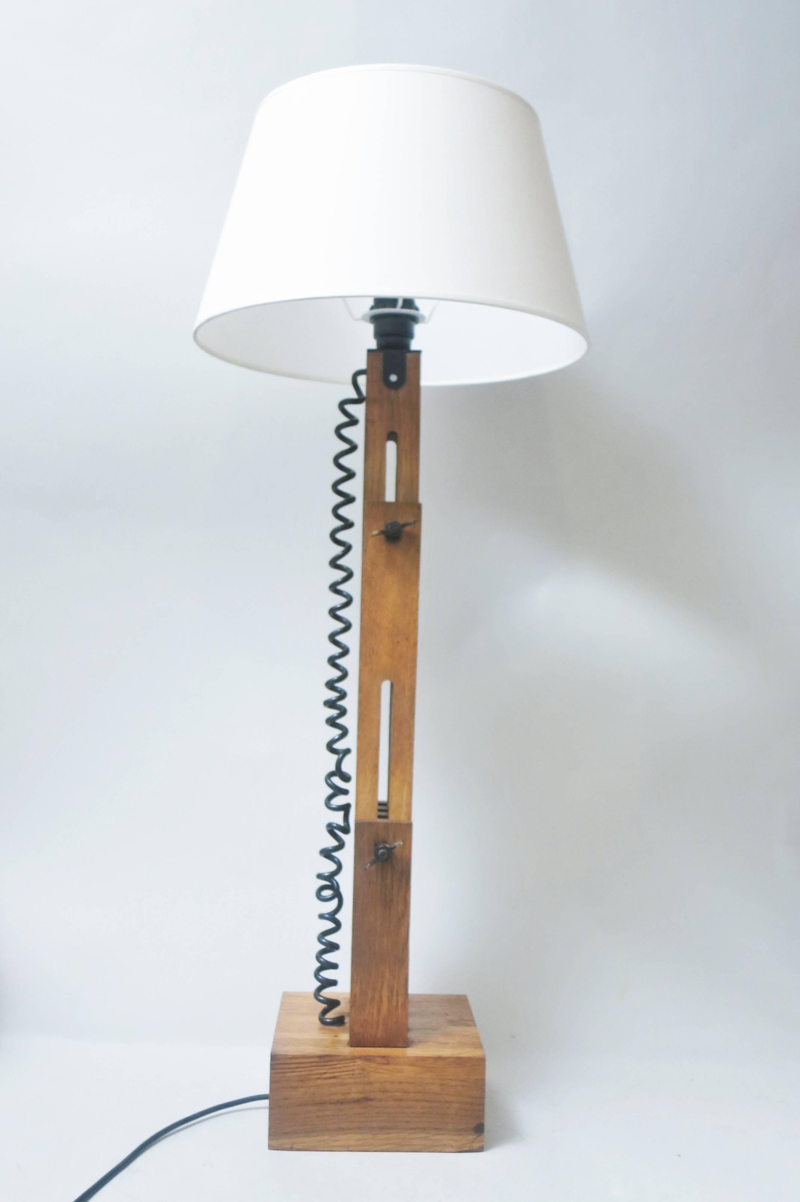 Mid-Century Modern Daniel Pigeon Articulated Oak Lamp Le Chene Sauvage, 1980