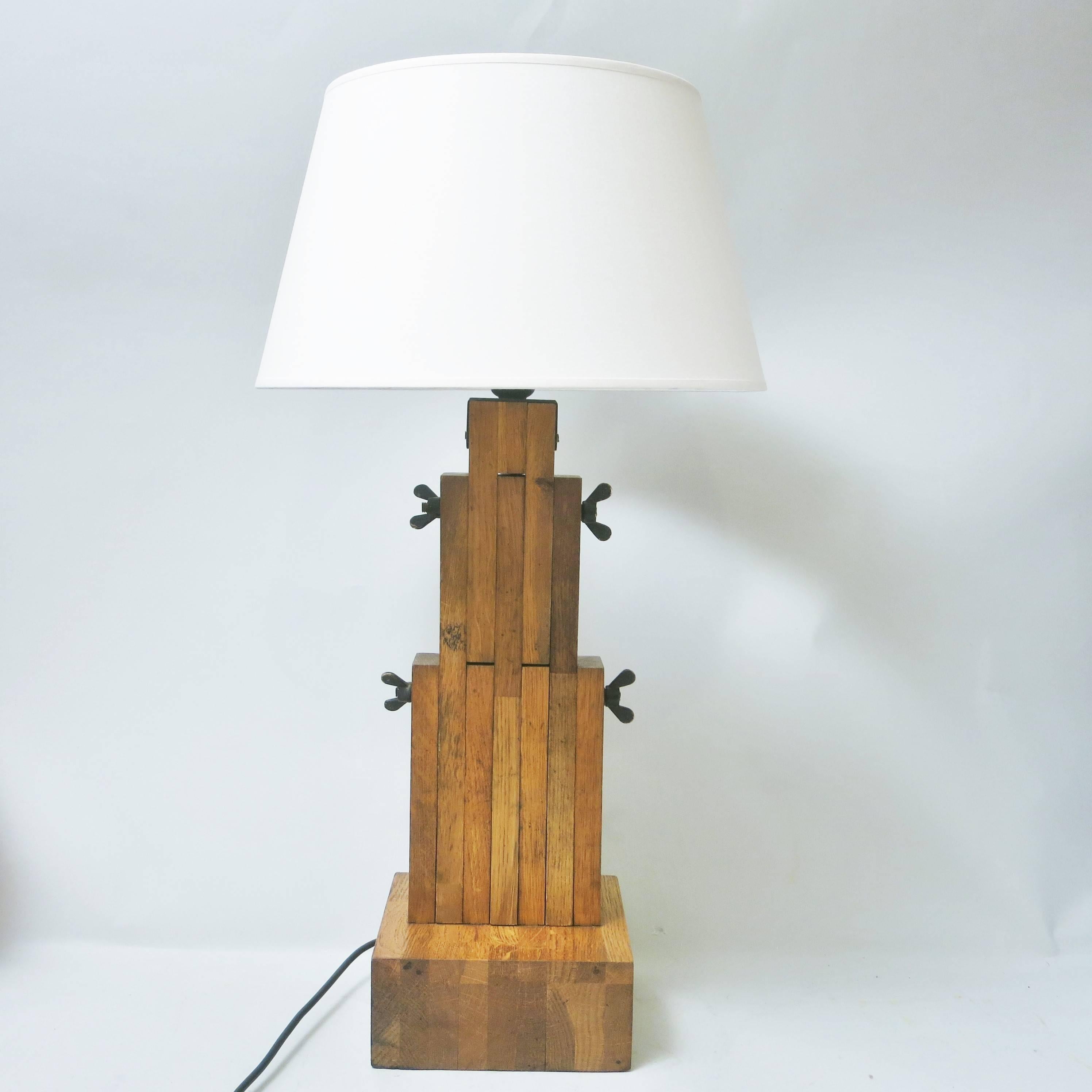 French Daniel Pigeon Articulated Oak Lamp Le Chene Sauvage, 1980