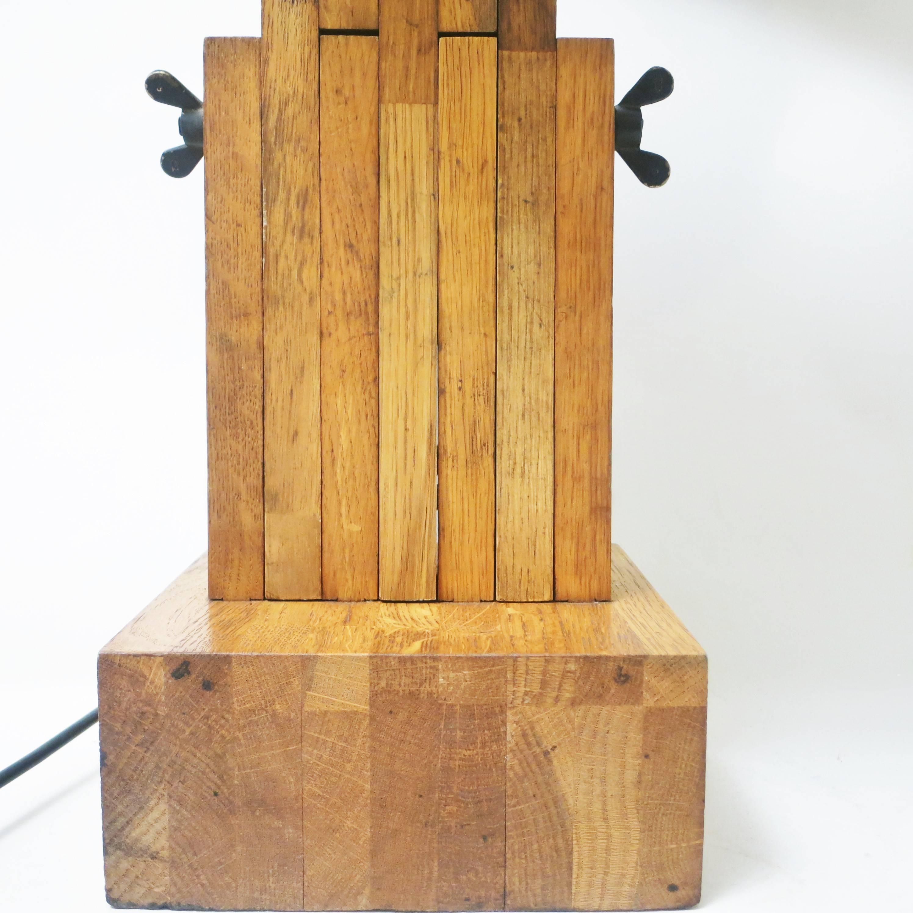 Joinery Daniel Pigeon Articulated Oak Lamp Le Chene Sauvage, 1980