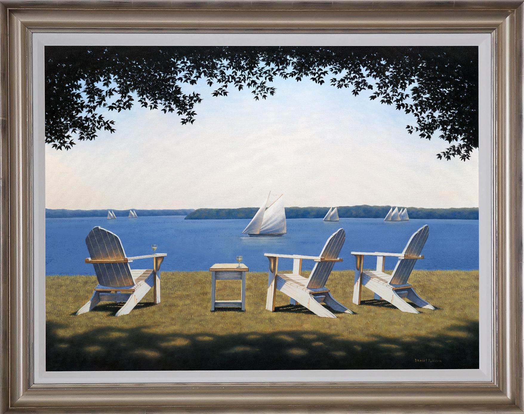 Daniel Pollera Landscape Painting - "Afternoon Seating, " Contemporary Realist Painting