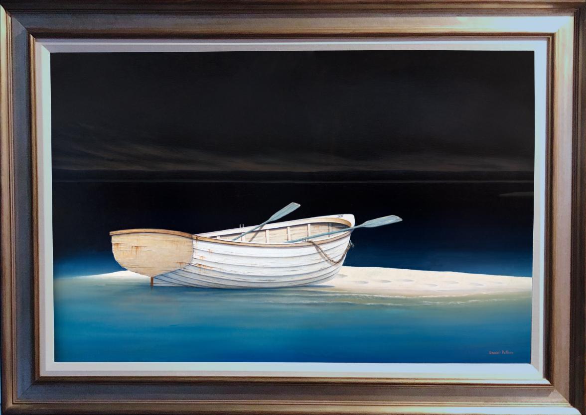 "Beached, " Contemporary Realist Marine Oil Painting