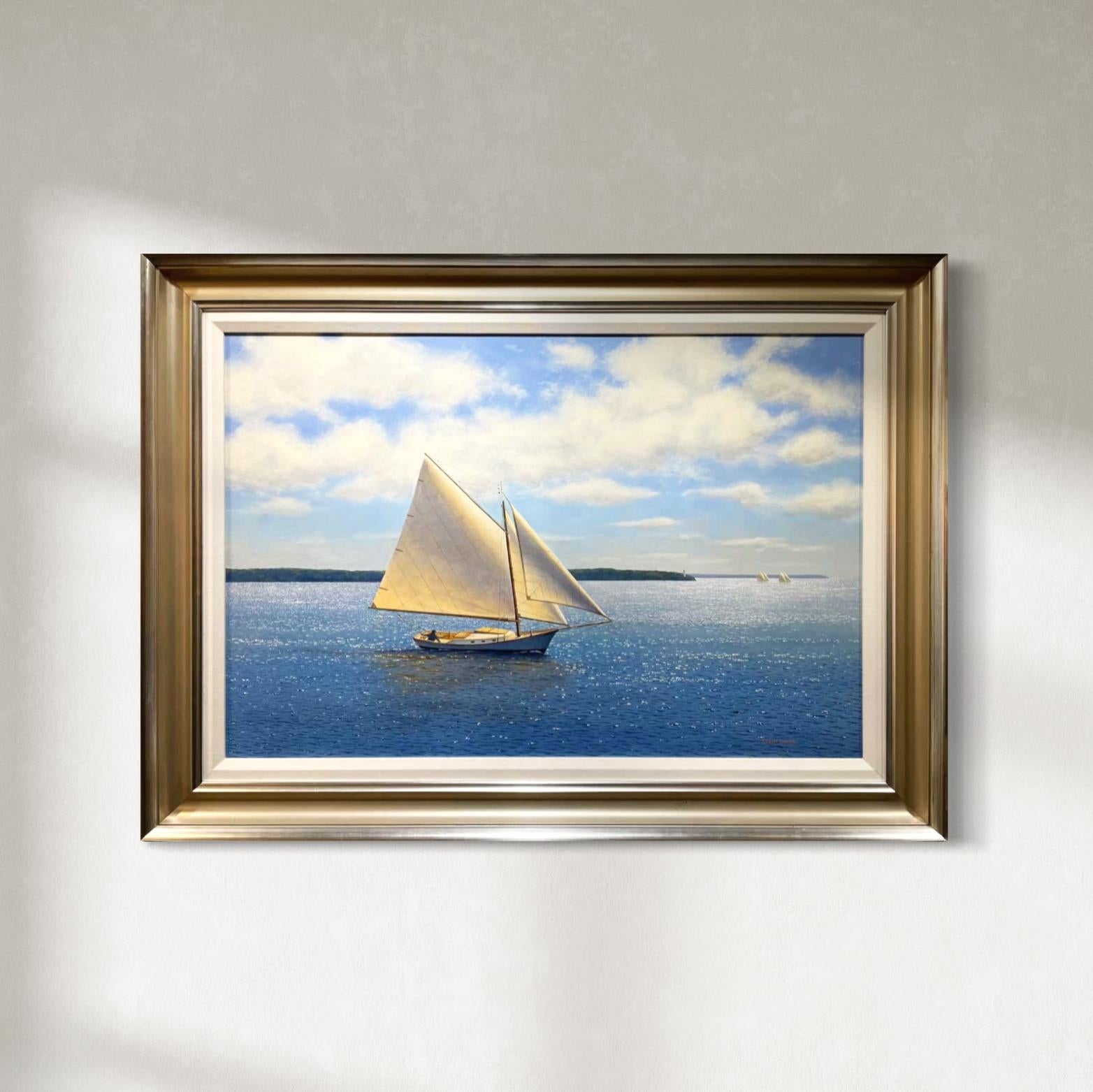 Landscape Painting de Daniel Pollera - "Al aire libre", pintura realista contemporánea de paisajes marinos