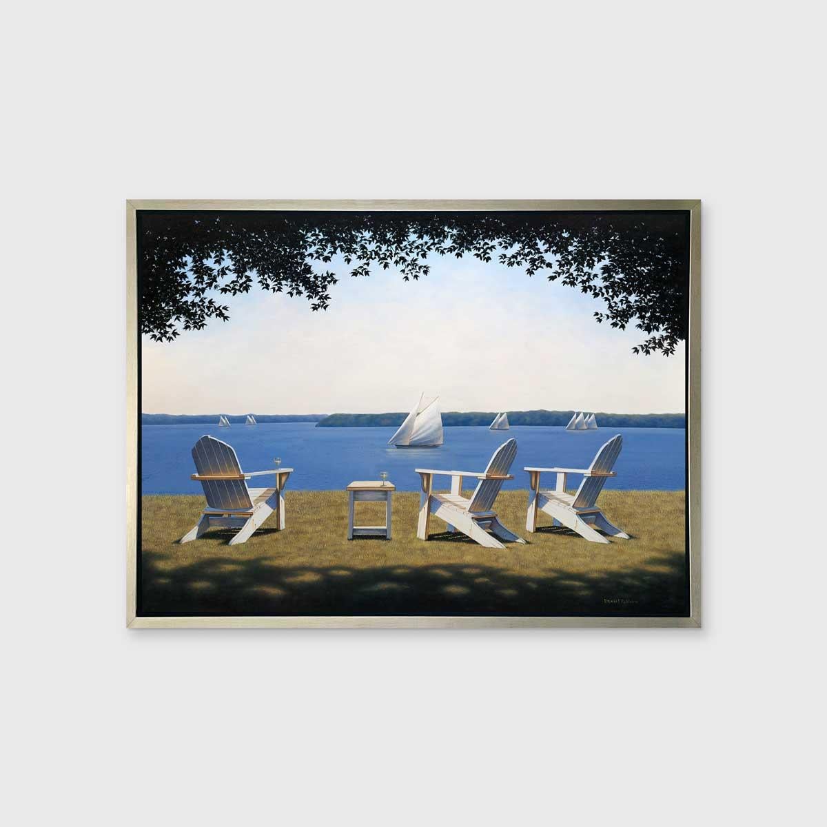 „Afternoon Seating“, gerahmter Giclee-Druck in limitierter Auflage, 36 Zoll x 48 Zoll (Realismus), Print, von Daniel Pollera