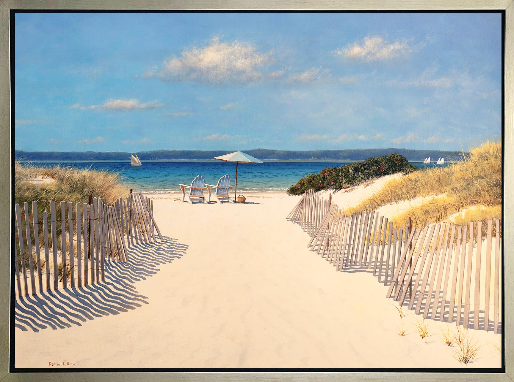 Daniel Pollera Landscape Print - "Beach Along Dune Road, " Framed Limited Edition Giclee Print, 24" x 32"