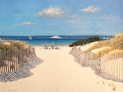 "Playa a lo largo de la carretera de las dunas, " Impresión Giclée enmarcada de edición limitada, 30" x 40"