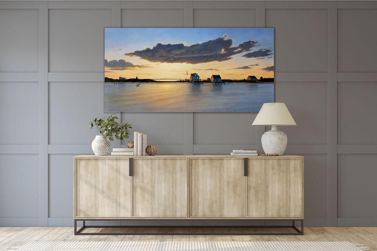 « Golden Meadow », imprimé giclée encadré en édition limitée, 61 x 122 cm - Gris Landscape Print par Daniel Pollera