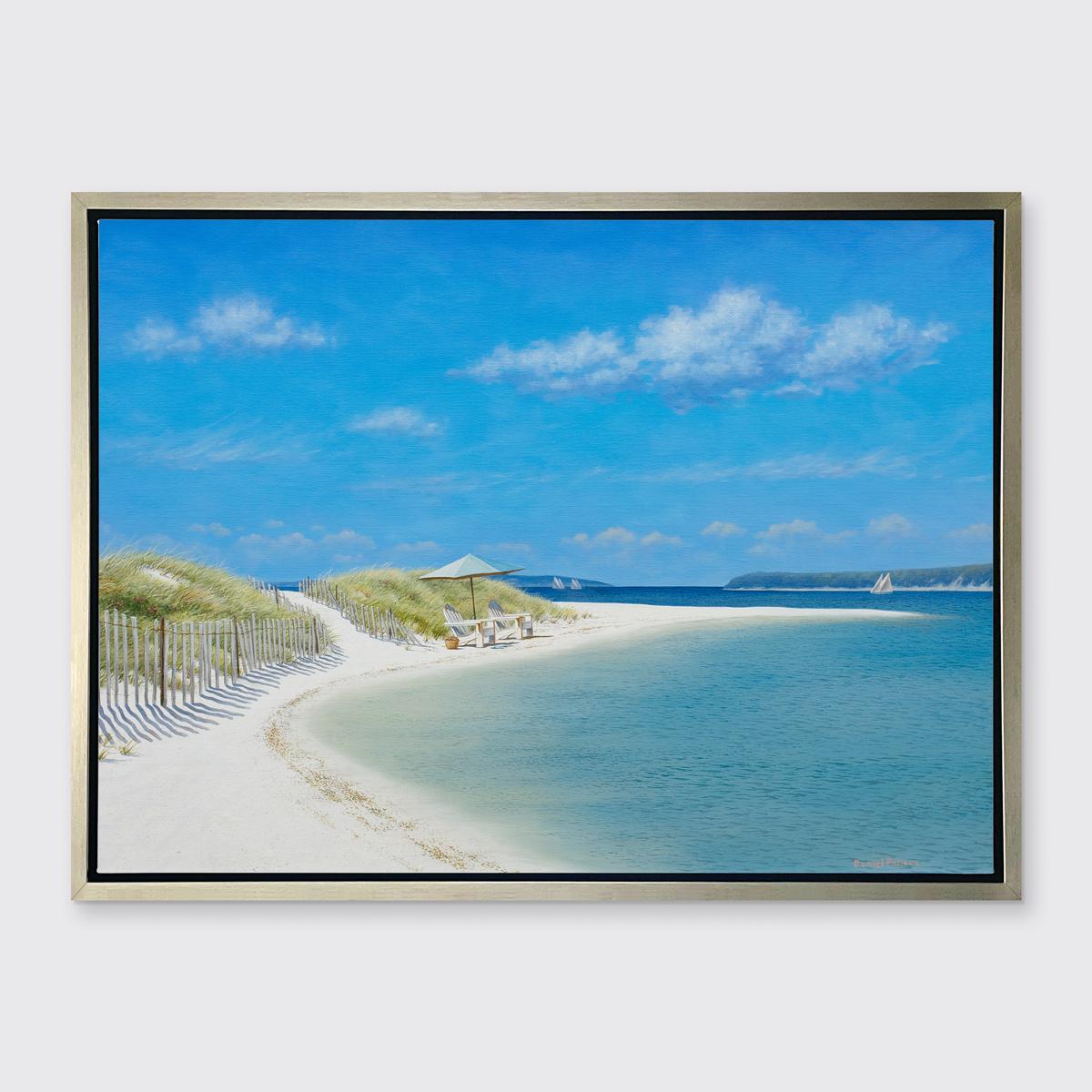 « Secluded Sandbar », imprimé giclée encadré en édition limitée, 61 x 81 cm - Bleu Landscape Print par Daniel Pollera