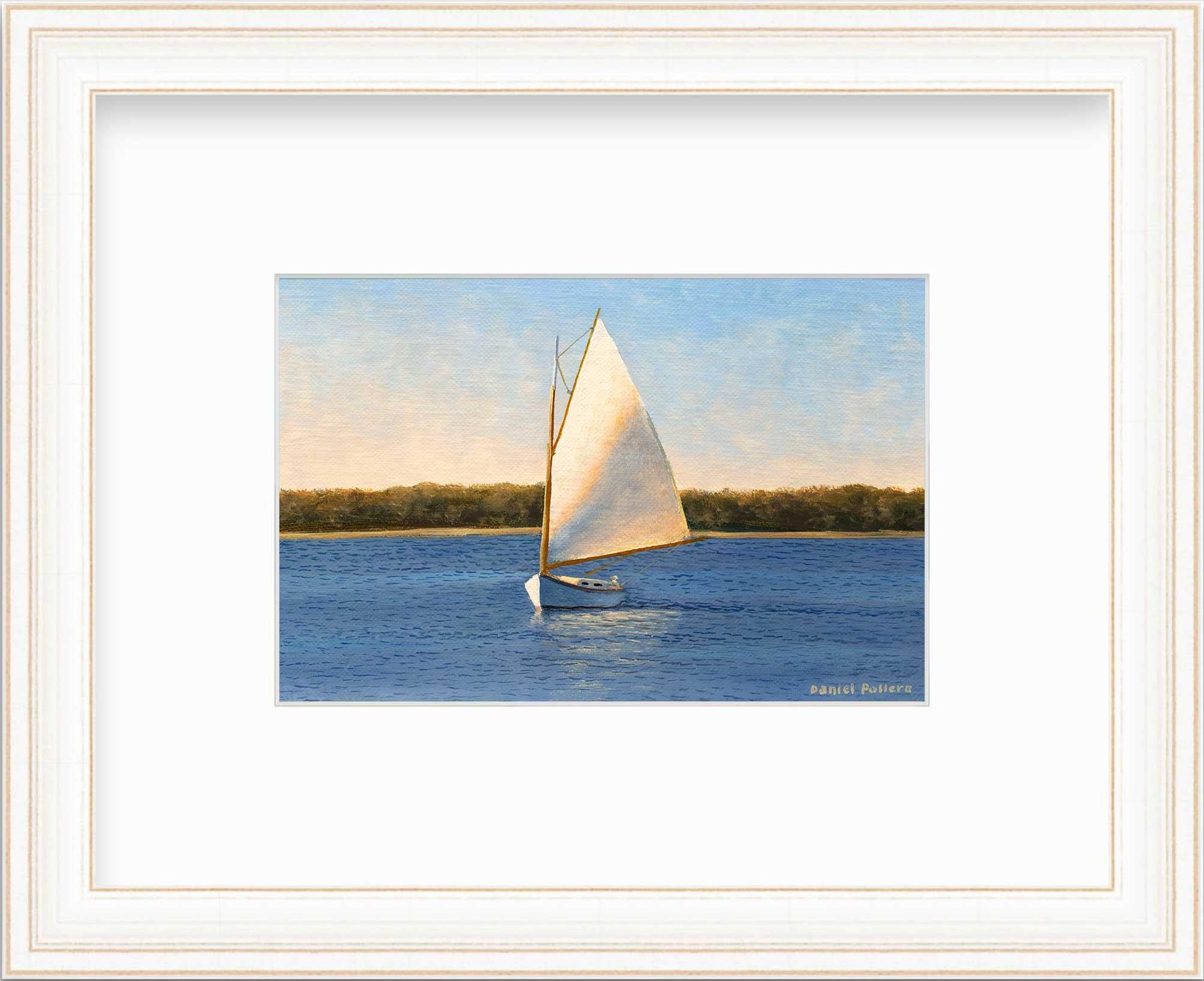 Daniel Pollera - "White Sailboat," Framed Limited Edition Print, 6" x 9"  For Sale at 1stDibs