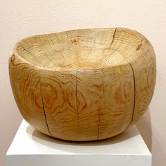 Daniel Pollock Sgabello o oggetto scultoreo moderno organico in legno di pino intagliato, 1995
