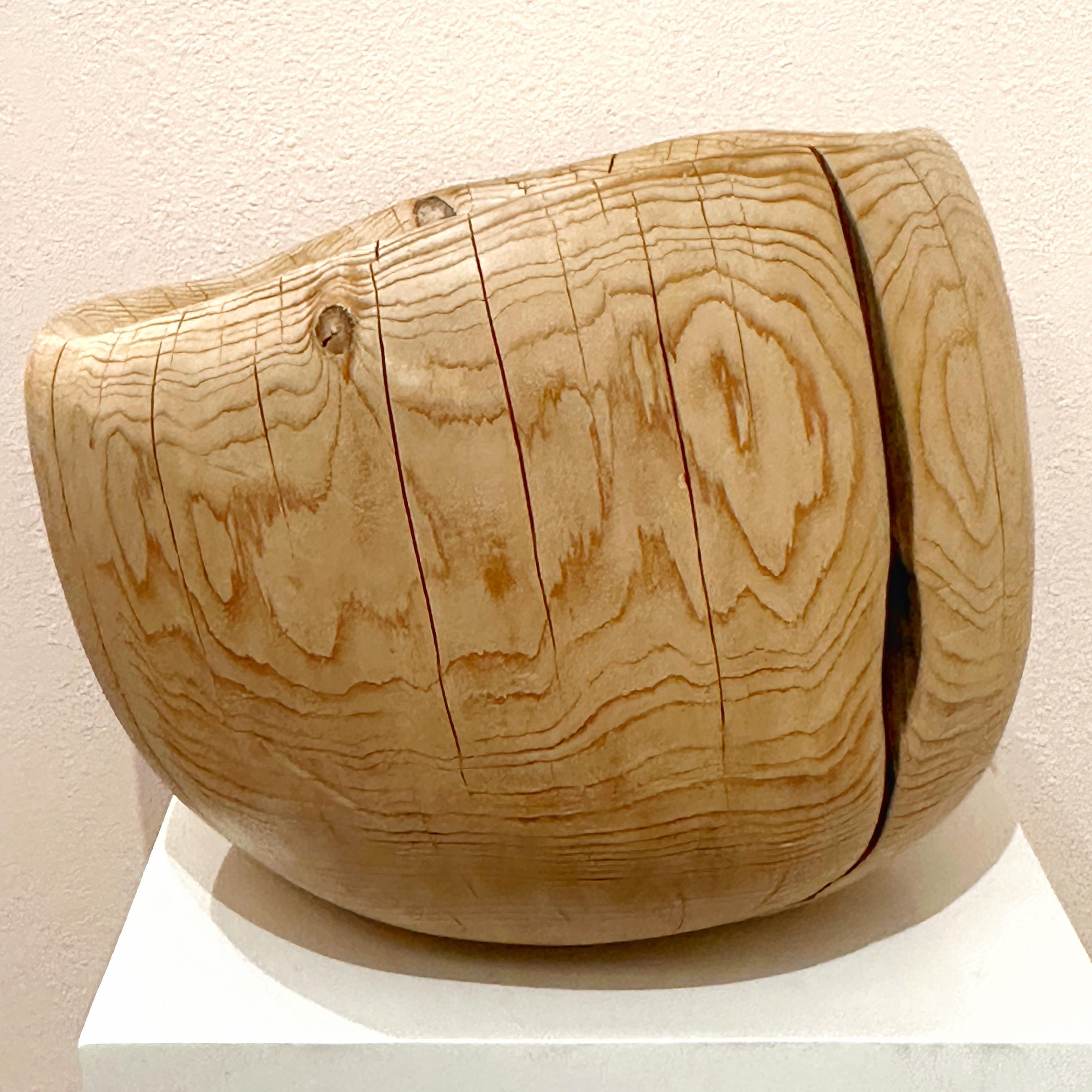 Hand-Carved Daniel Pollock Organic Modern Carved Pine Wood Stool or Sculptural Object, 1995 For Sale