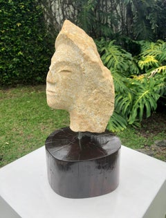“Istarú” 2022, Patarrá Mojon Sculpture and Guatambú Wood Base