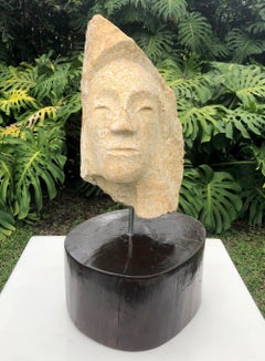 “Istarú” 2022, Patarrá Mojon Sculpture and Guatambú Wood Base